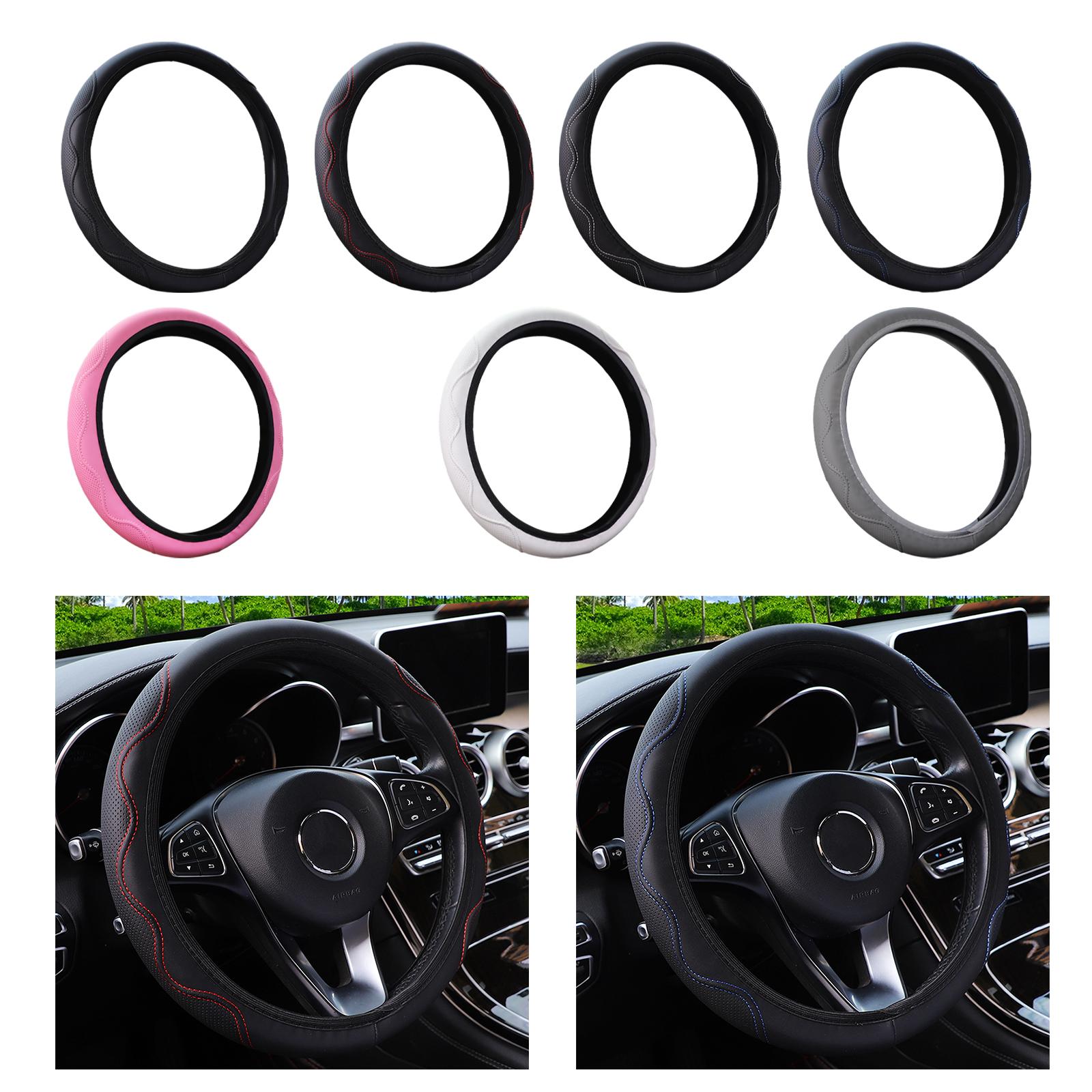 Car Steering Wheel Cover Comfortable to Grip Stylish for Women Men Universal Black
