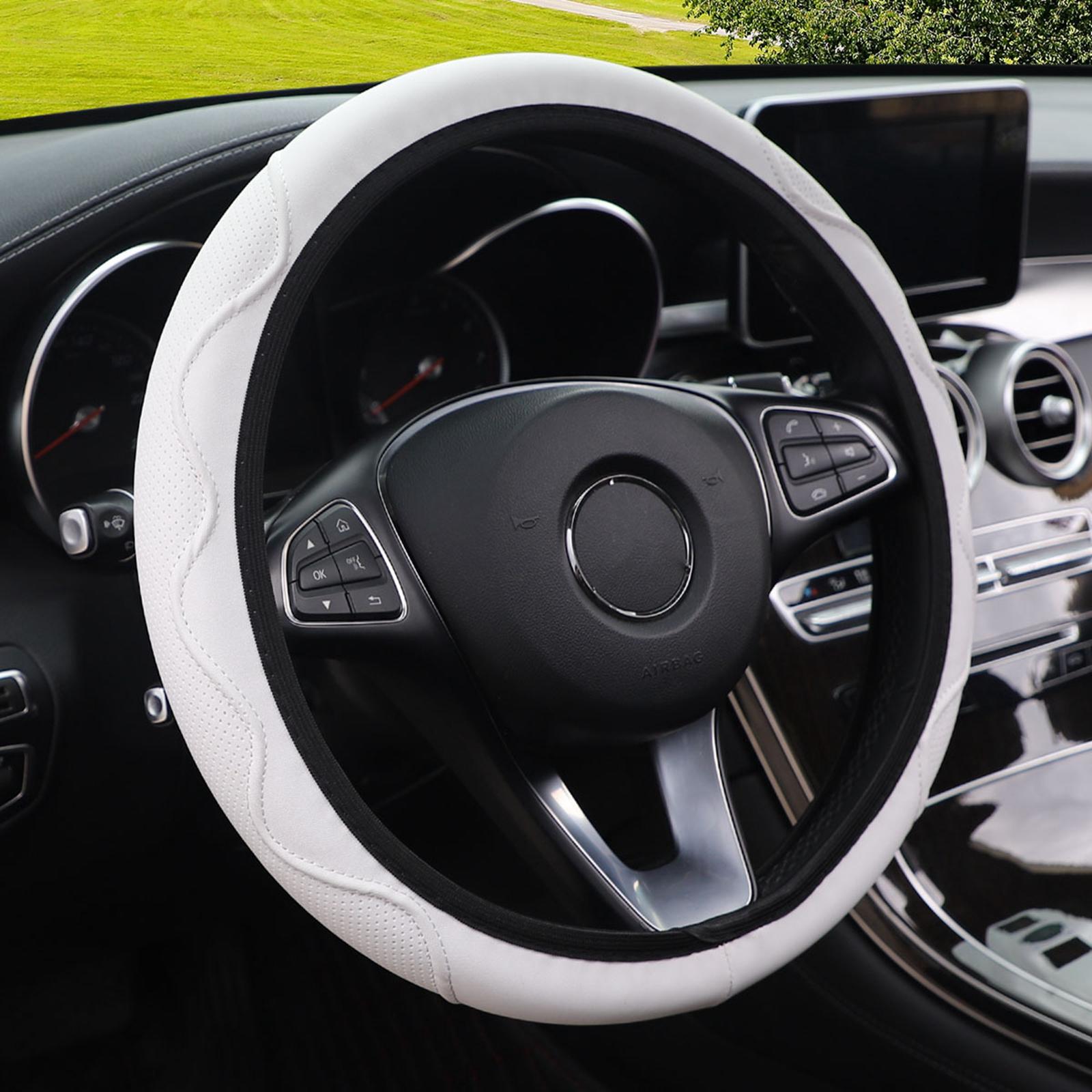 Car Steering Wheel Cover Comfortable to Grip Stylish for Women Men Universal Black