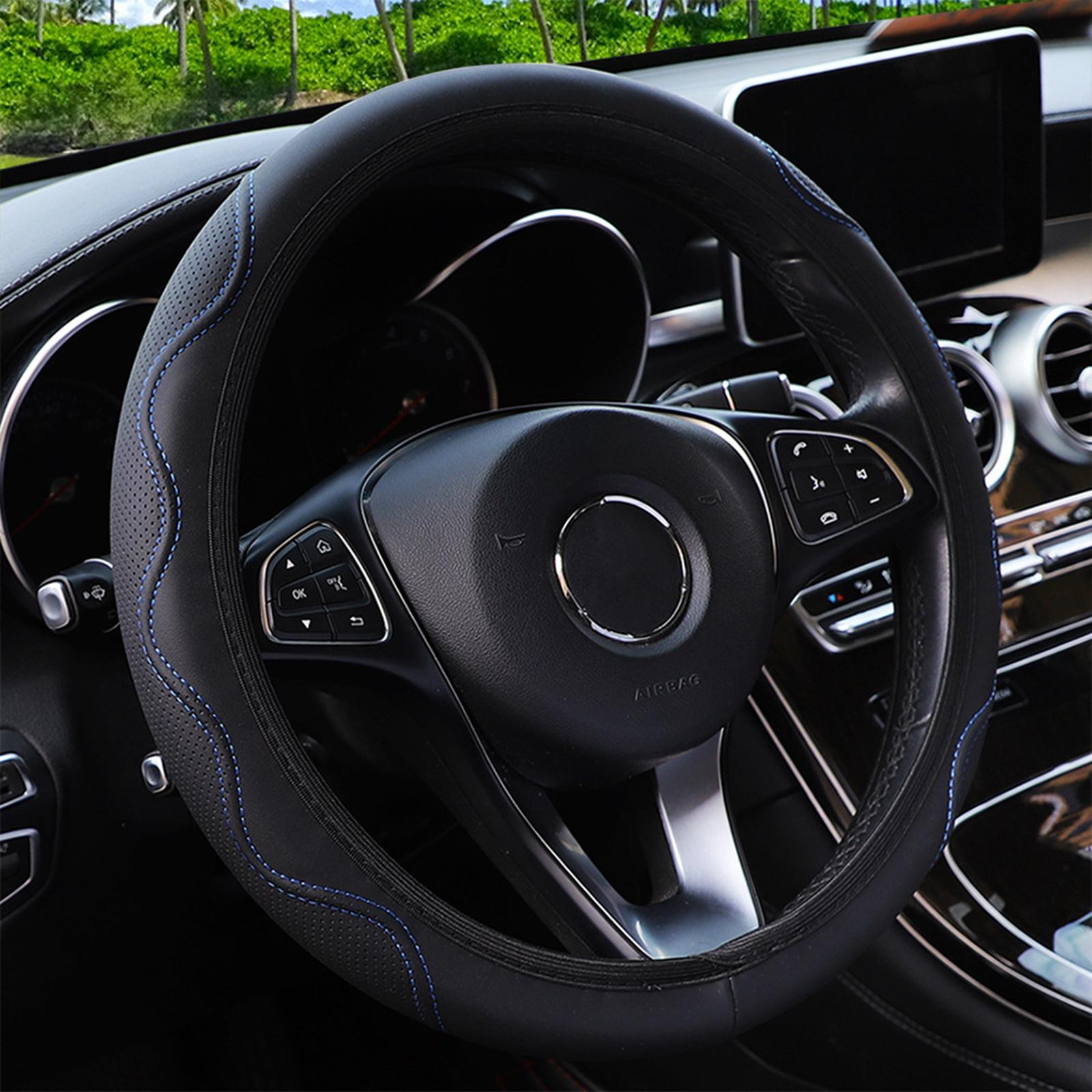 Car Steering Wheel Cover Comfortable to Grip Stylish for Women Men Universal Black Red