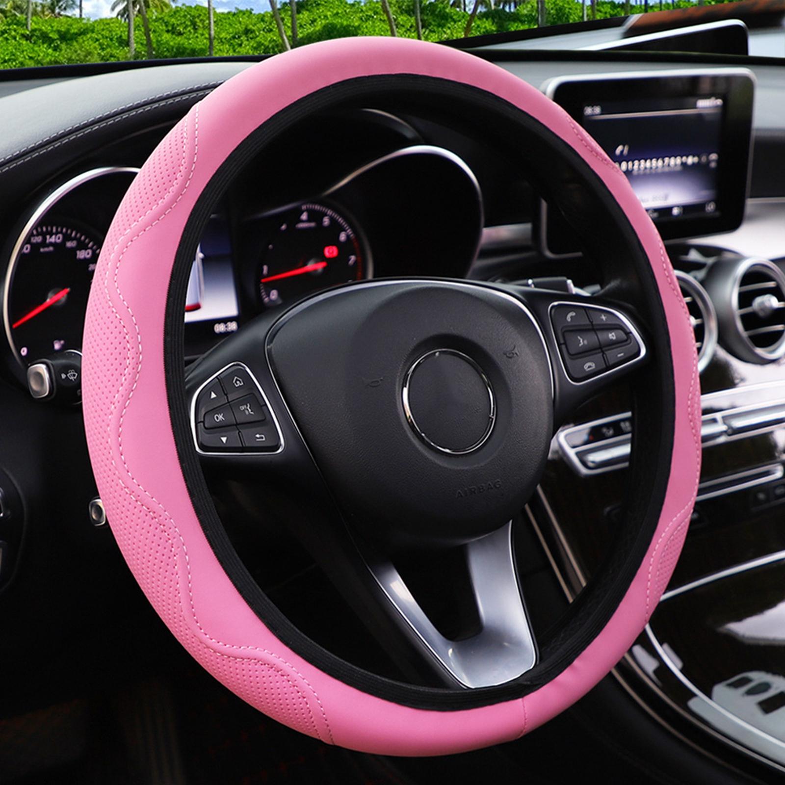 Car Steering Wheel Cover Comfortable to Grip Stylish for Women Men Universal Black Red