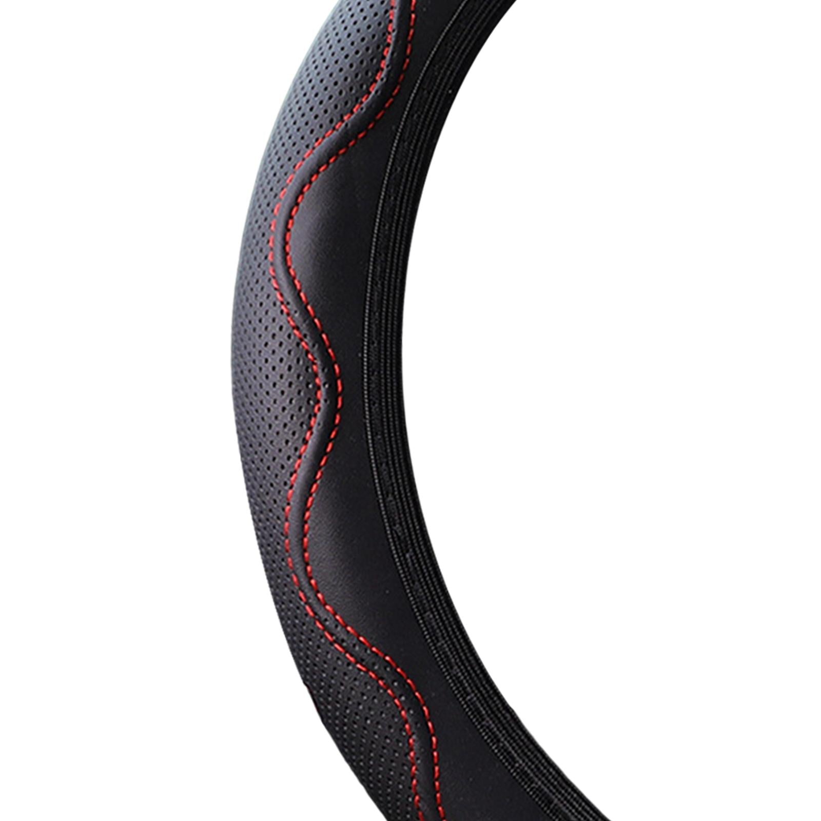 Car Steering Wheel Cover Comfortable to Grip Stylish for Women Men Universal Black Red