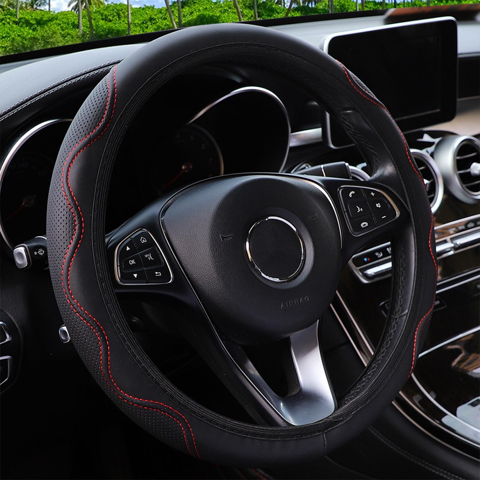 Car Steering Wheel Cover Comfortable to Grip Stylish for Women Men Universal Pink