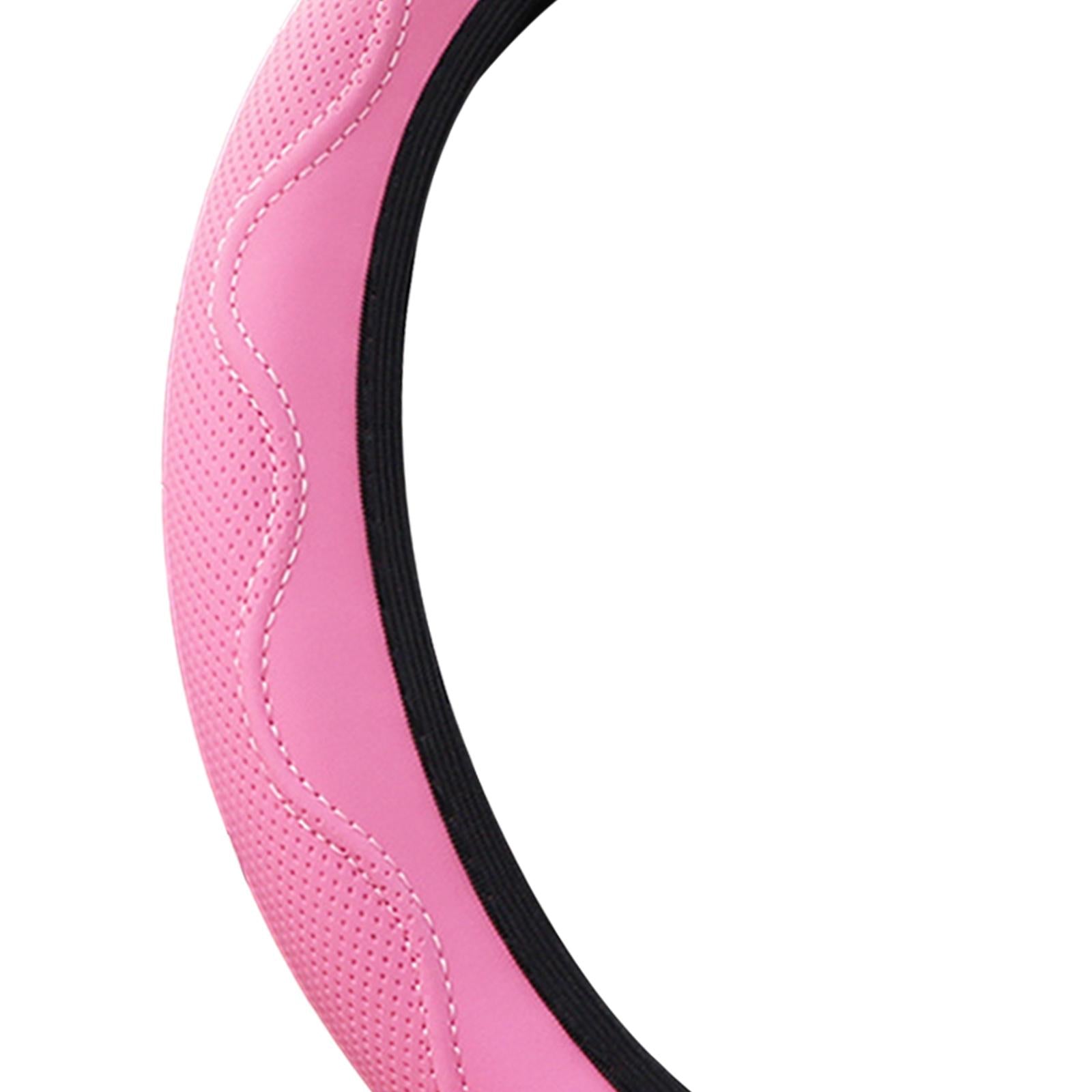 Car Steering Wheel Cover Comfortable to Grip Stylish for Women Men Universal Pink