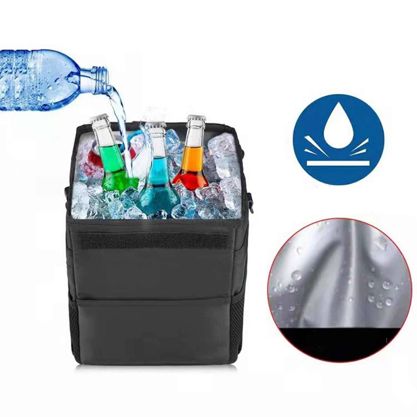Car Trash Can with Lid Foldable Storage Pocket Scratch Resistant Rubbish Bin