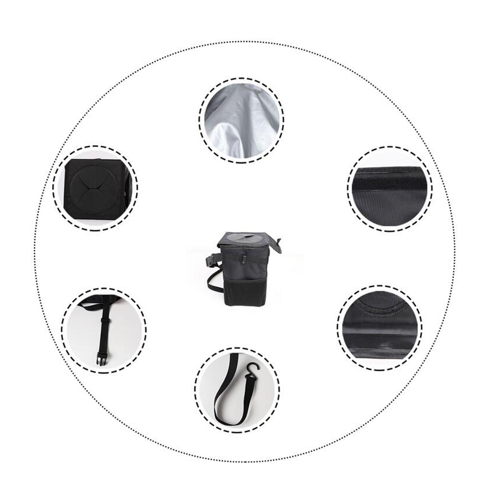 Car Trash Can with Lid Foldable Storage Pocket Scratch Resistant Rubbish Bin