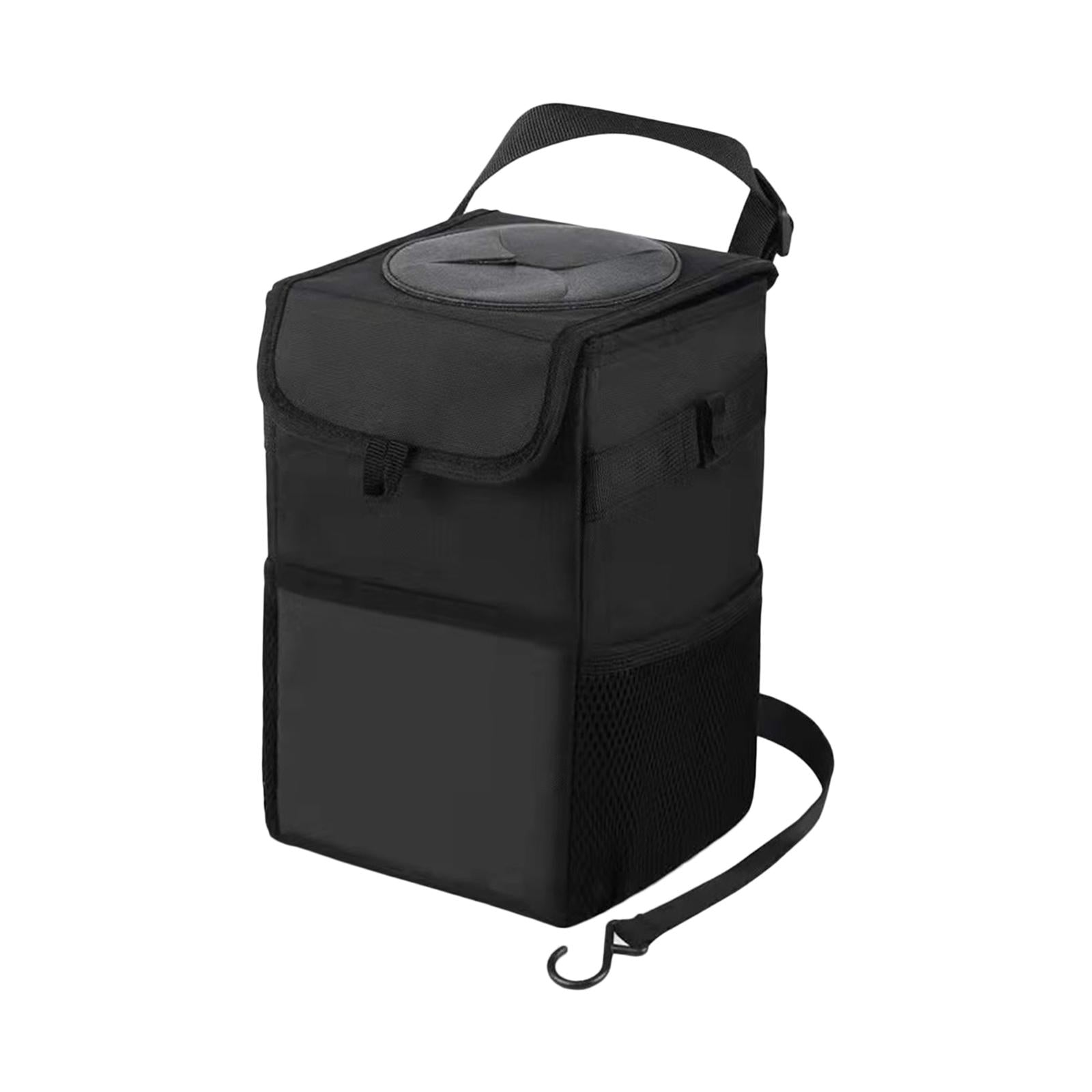 Car Trash Can with Lid Foldable Storage Pocket Scratch Resistant Rubbish Bin
