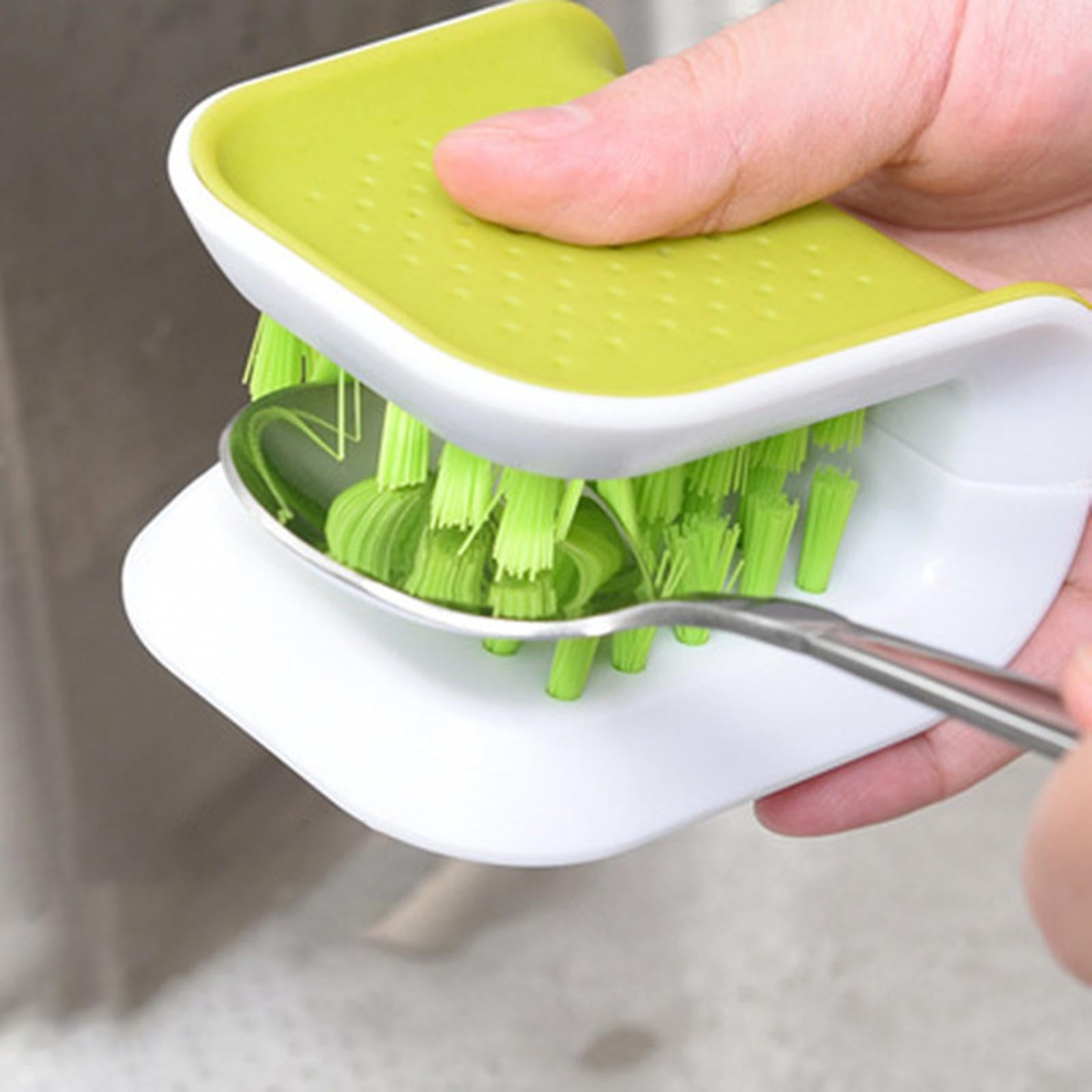 3xKitchen Knife Cleaner Utensil Bristle Cleaning Brush Durable Double Sided