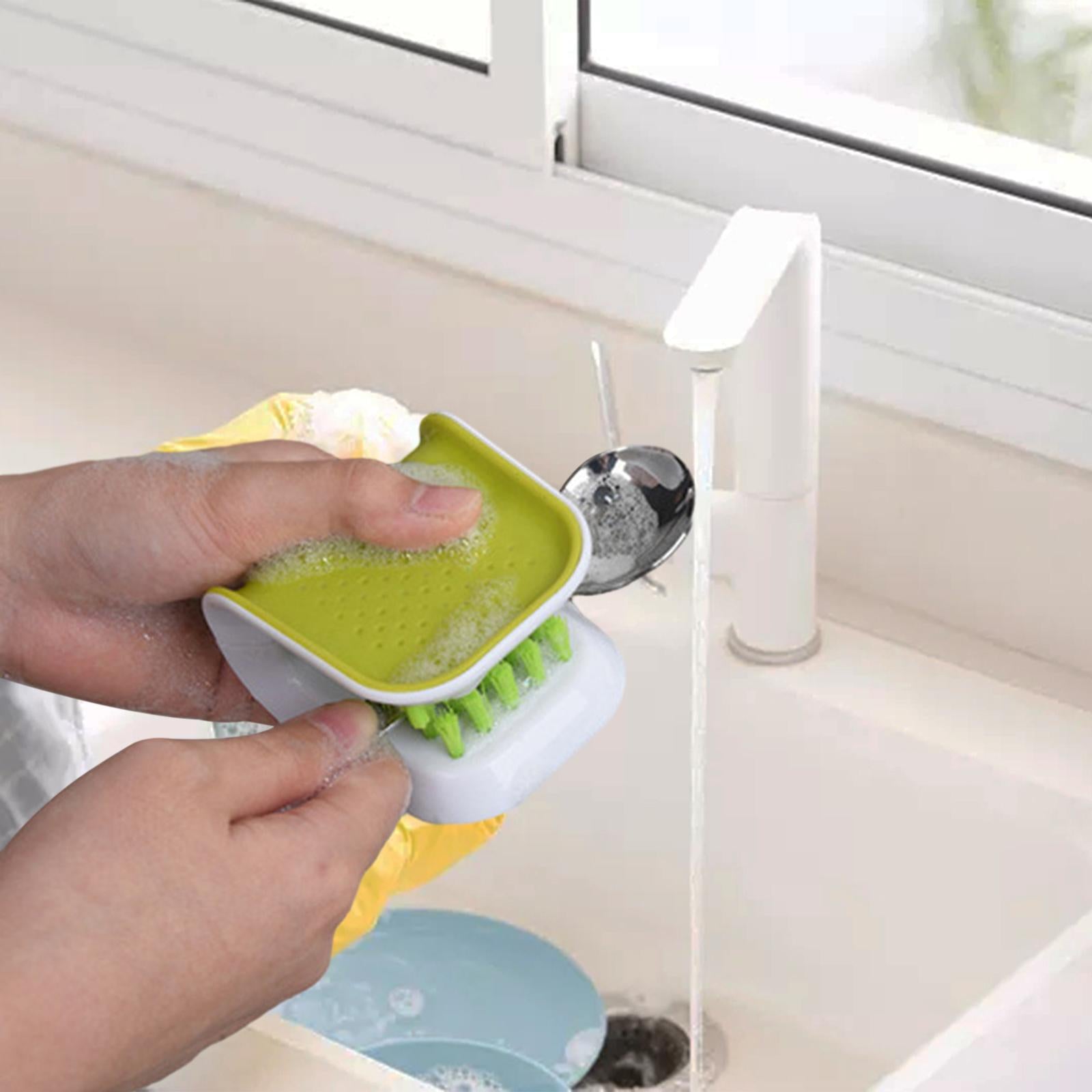 Kitchen Knife Cleaner Utensil Bristle Cleaning Brush Durable Double Sided