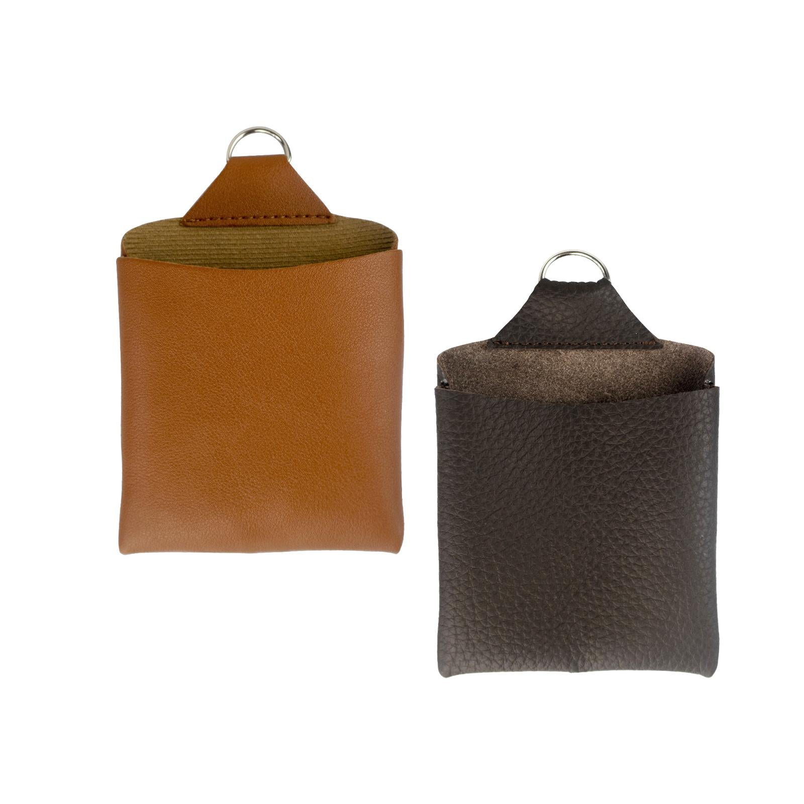 Car Air Vent Organizer Practical PU Leather for Small Items Keys Phones brown
