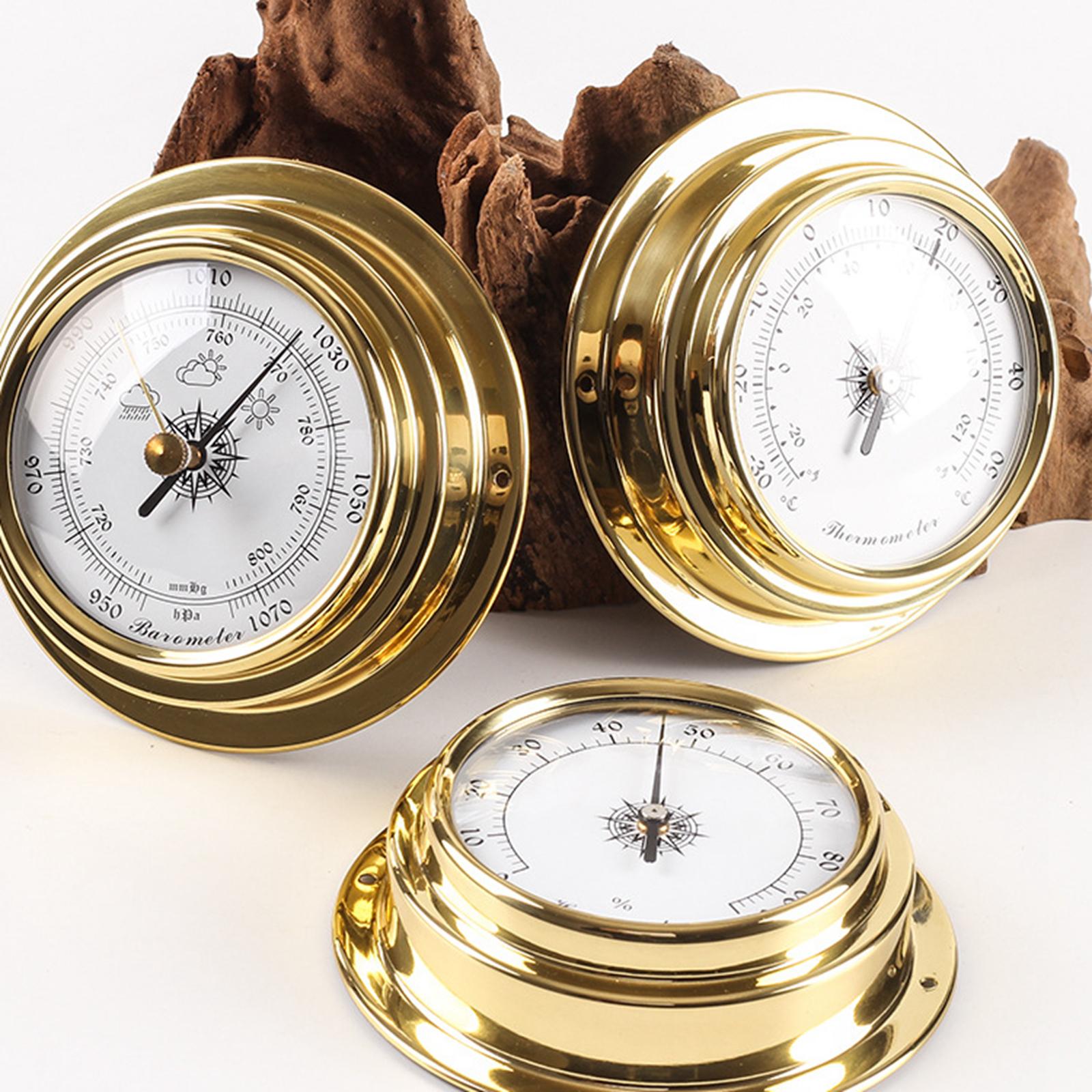 4Pcs Barometers Clock Meter Thermometer Hygrometer Kit for Barn Yachting