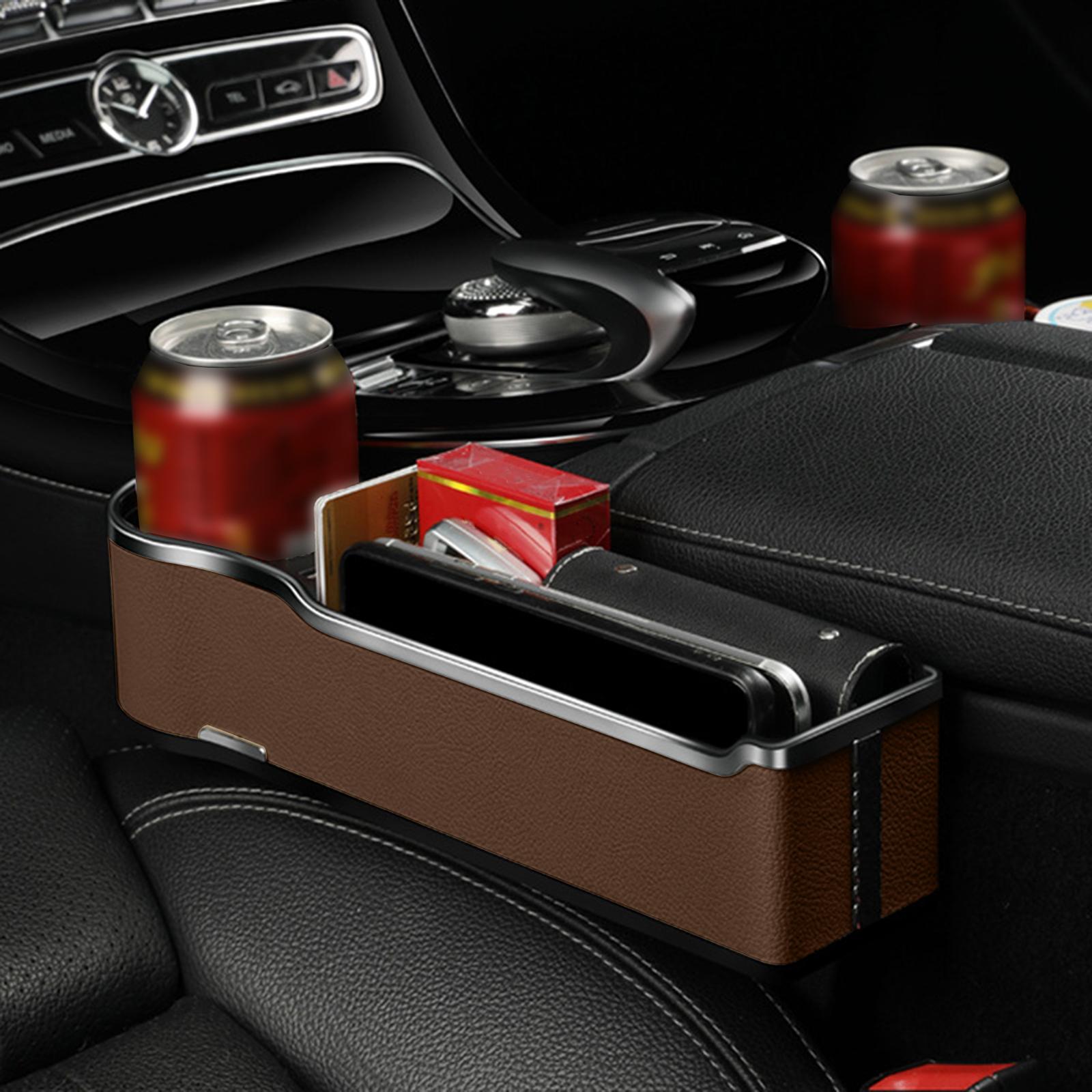 Car Seat Organizer Front Seat Cup Holder Car Seat Gaps Filler Organizer Brown