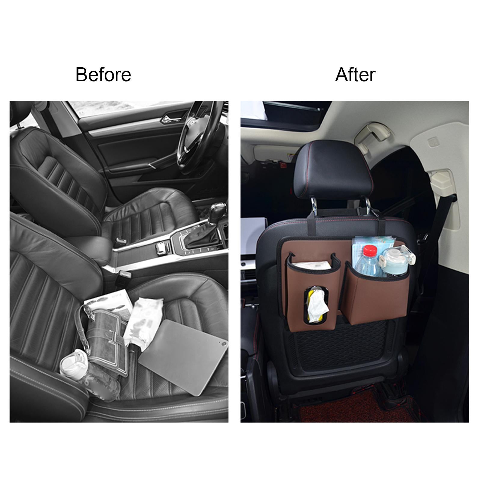 Car Backseat Organizer Hanging Car Back Seat Organizer for Bottles Toys Brown