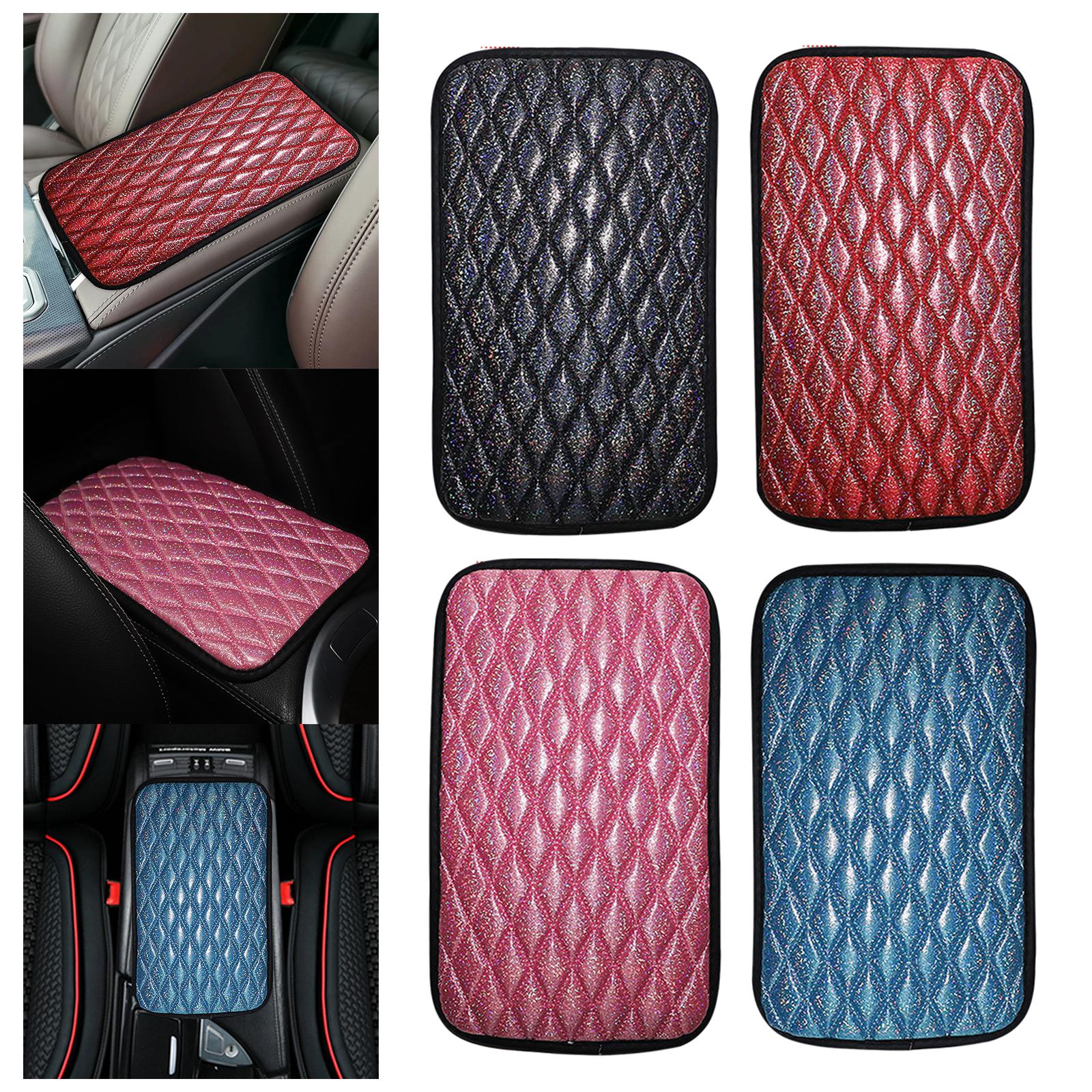 Car Armrest Pad Covers Center Console Truck Breathable Glitter Decorative Black