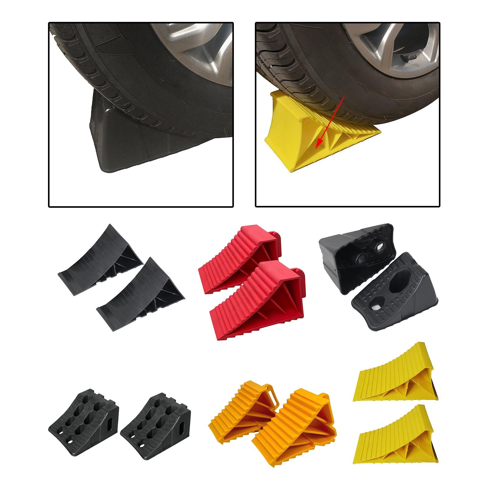 2 Pieces Wheel Chocks Replaces Rubber Wheel Chocks for Car Auto Trailer 22x9x11cm black