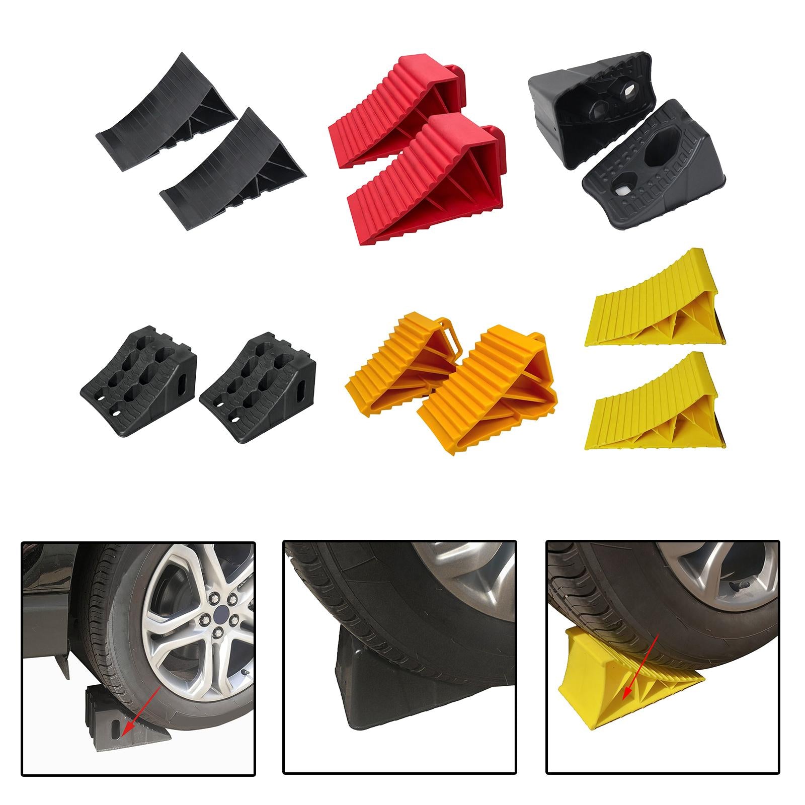 2 Pieces Wheel Chocks Replaces Rubber Wheel Chocks for Car Auto Trailer 22x9x11cm black