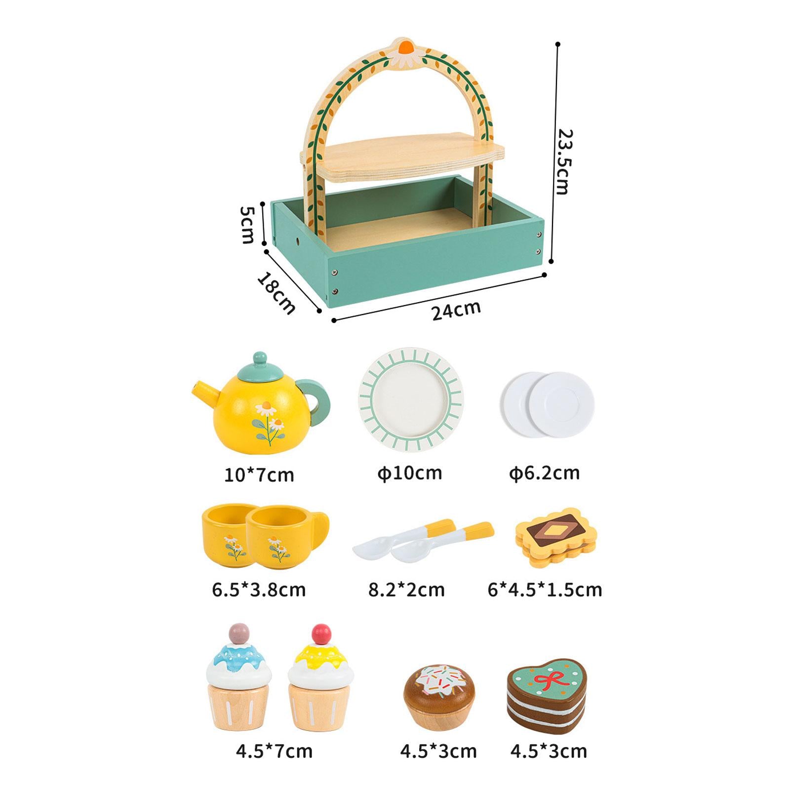 Wooden Tea Set Colorful for Children Gift Age 3 4 5 6 Year Old Toddlers