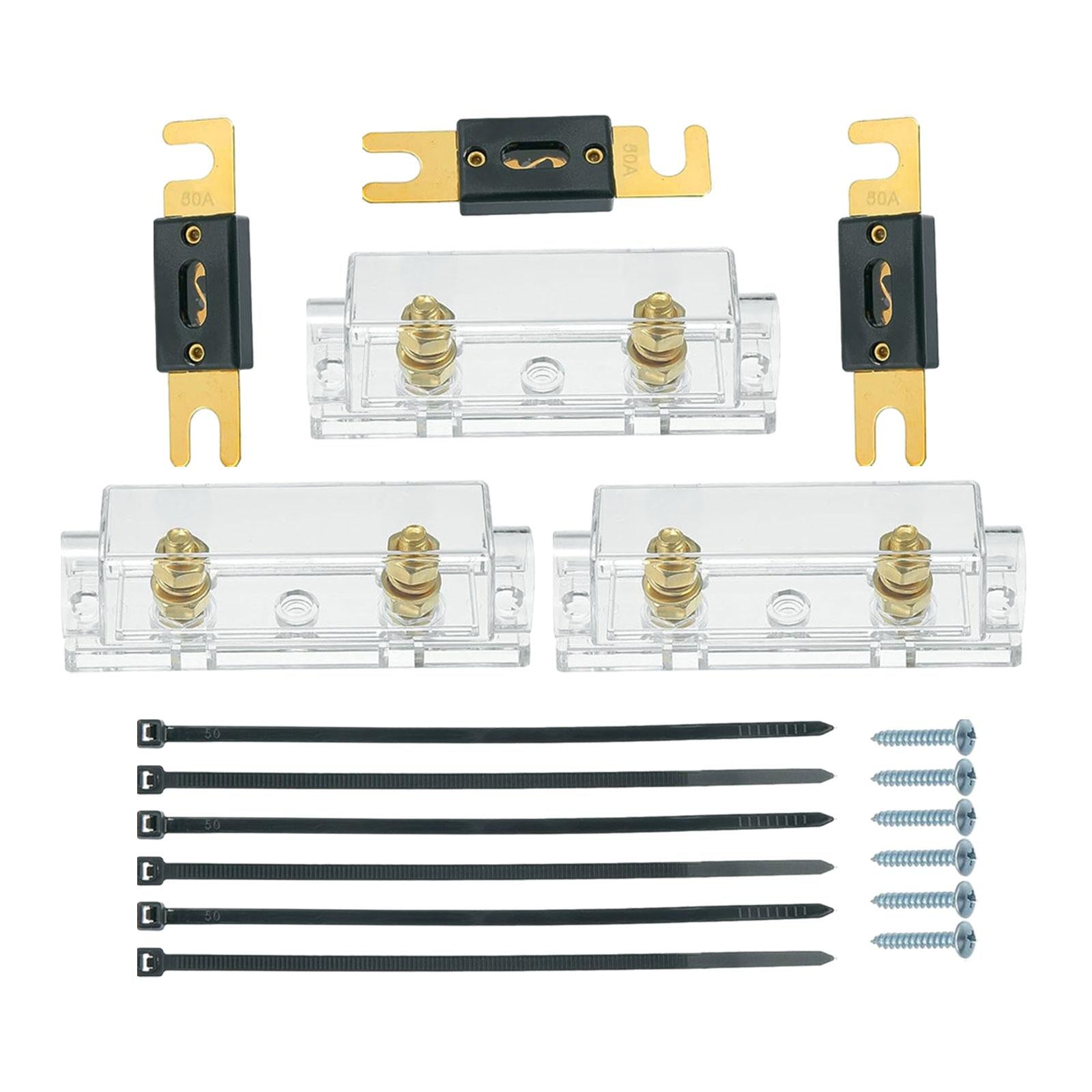 3Pcs Anl Fuse with Fuses Holders Boat Automotive Replacement Anl Fuse Holder 120A
