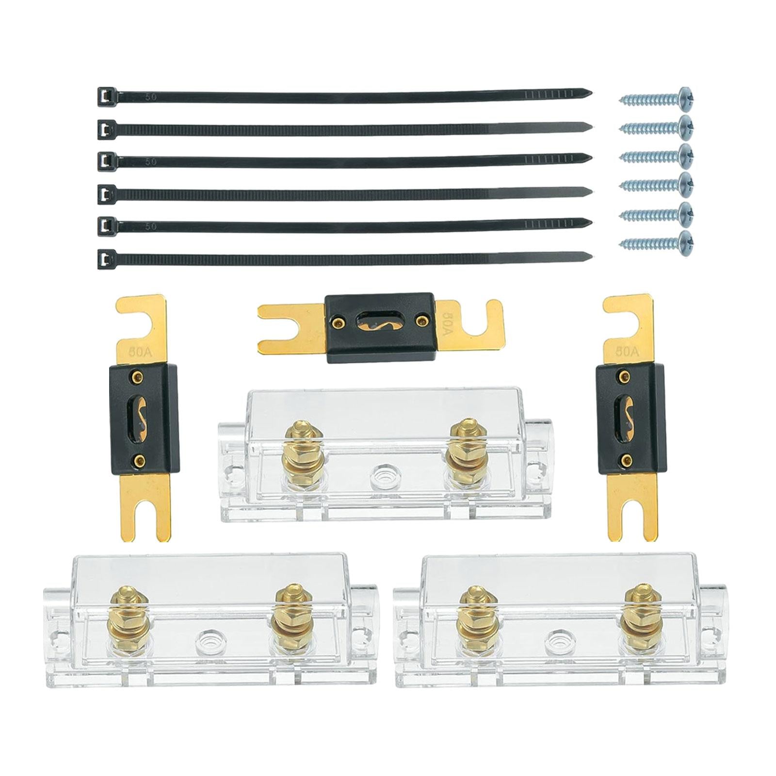 3Pcs Anl Fuse with Fuses Holders Boat Automotive Replacement Anl Fuse Holder 120A