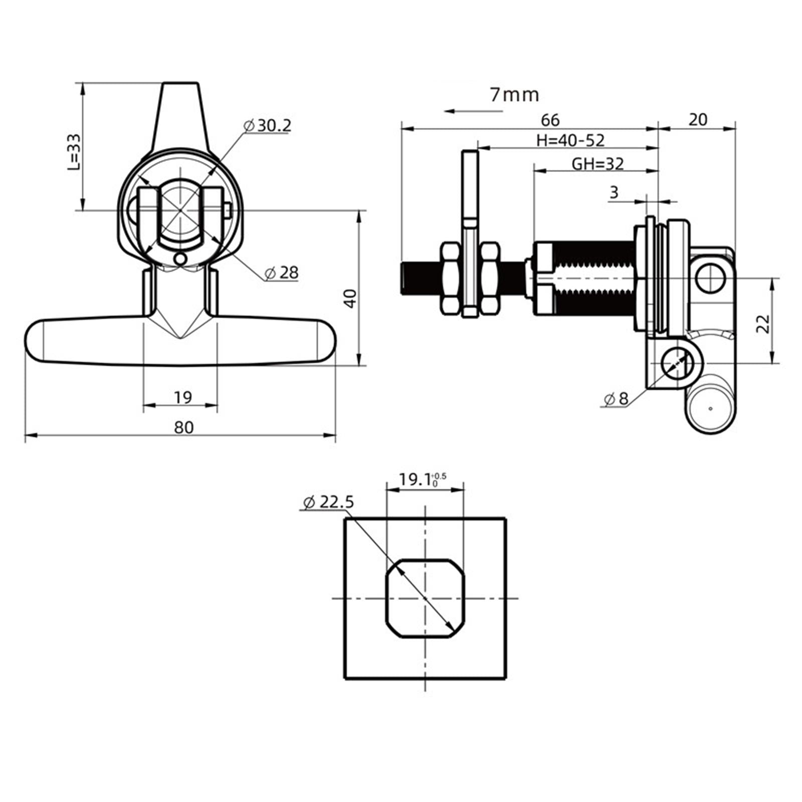 T Handle RV Door Lock Professional Zinc Alloy for Vehicles Boat Trailer