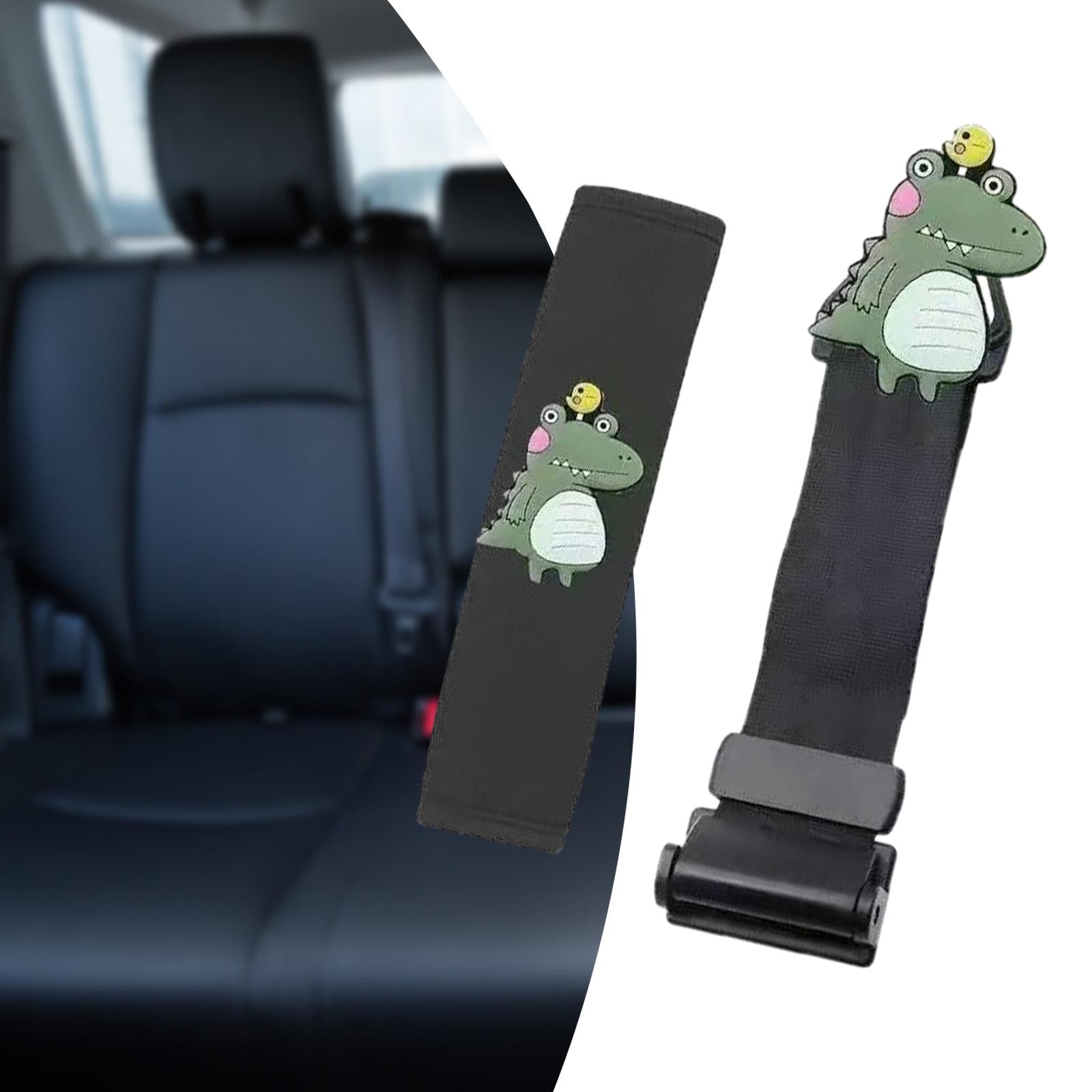 Seat Belt Adjuster Improve Driving Comfort Auto Shoulder Neck Strap Adjuster black dinosaur