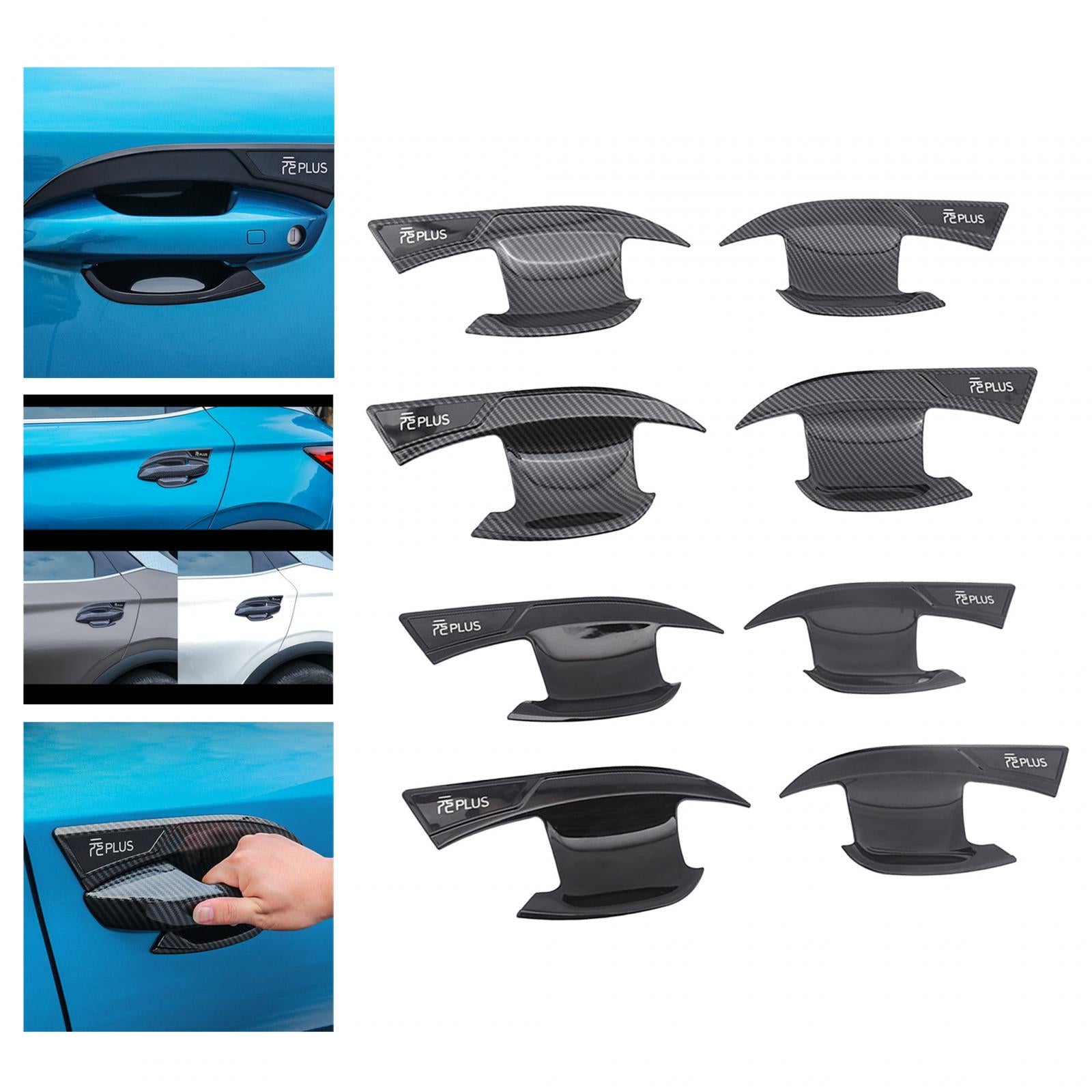 4 Pieces Exterior Door Bowl Trim Protector Frame Sticker for Byd Atto 3 carbon fiber