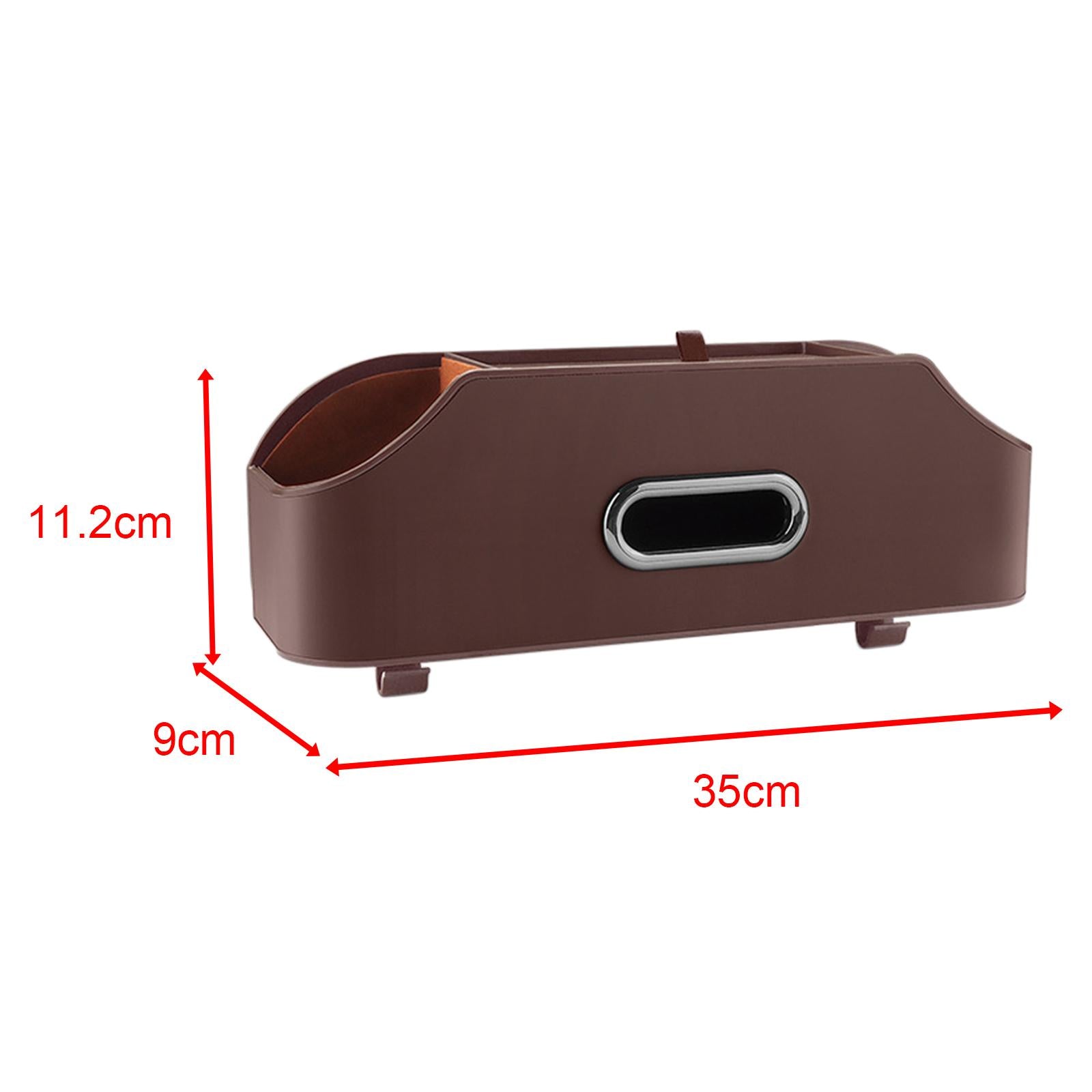 Car Seat Back Organizer Tissue Holder PU Leather Travel Backseat Storage Box Brown