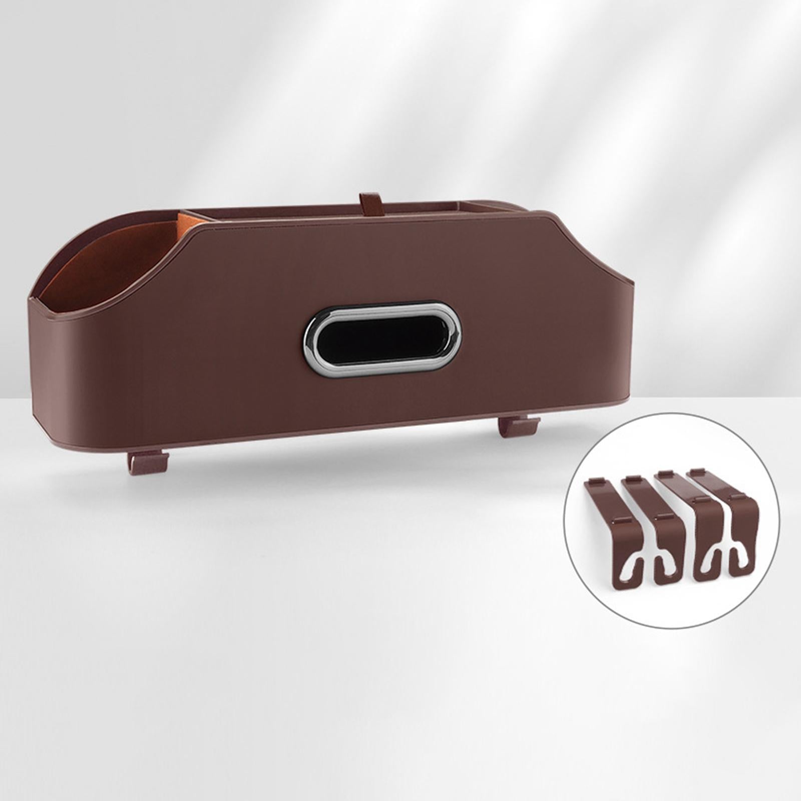 Car Seat Back Organizer Tissue Holder PU Leather Travel Backseat Storage Box Brown