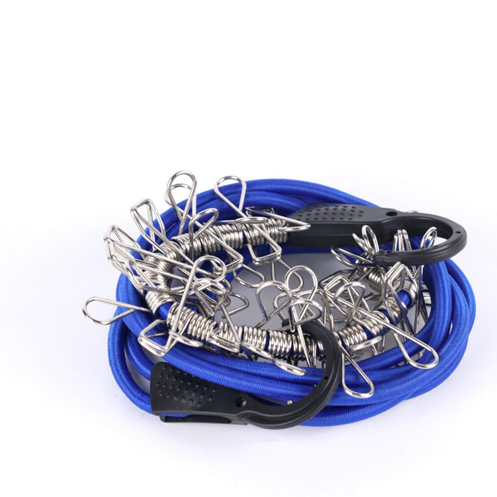Clothesline Rope Cart Tie Down Bungie Rope for Travel Luggage Car Trunk blue 3M