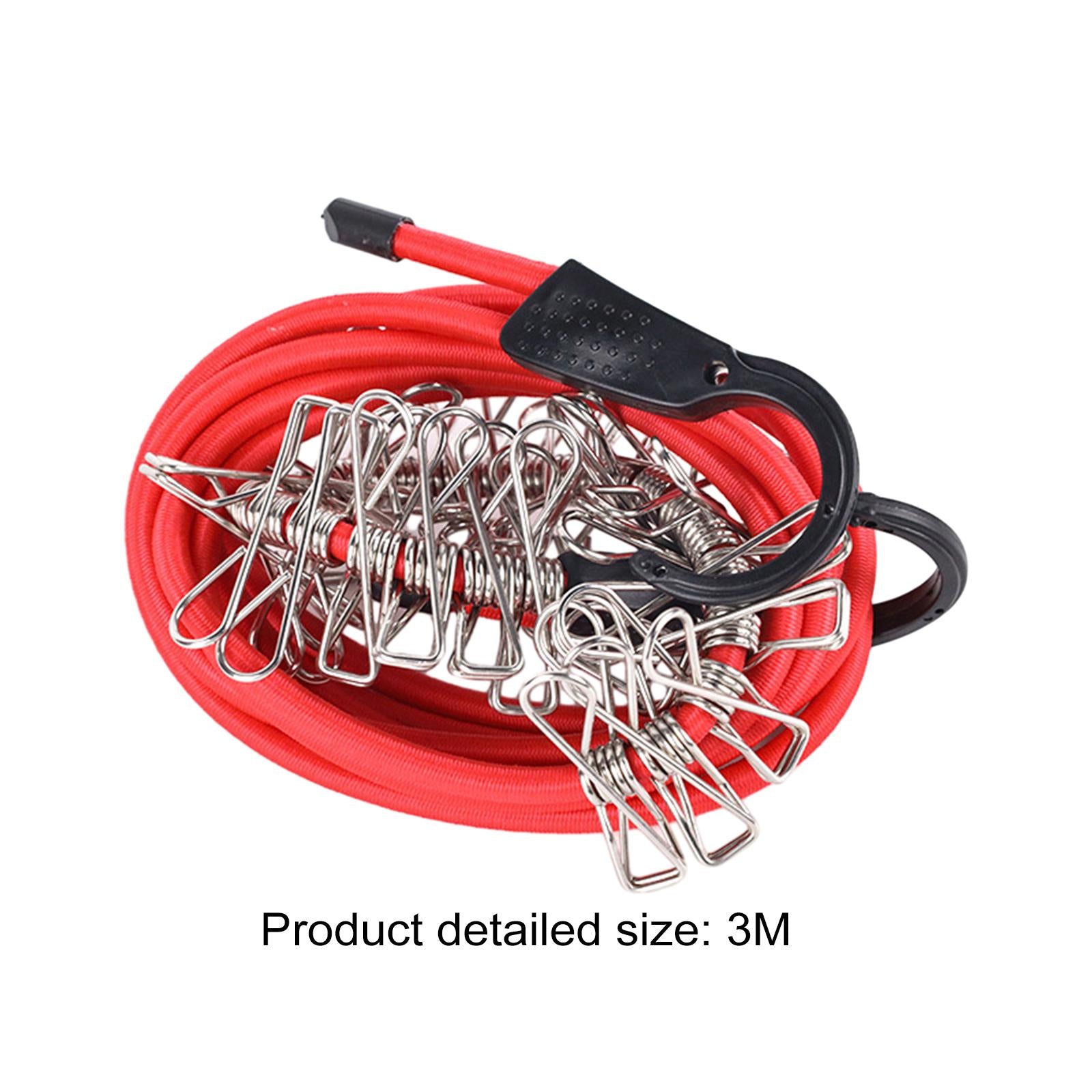 Clothesline Rope Cart Tie Down Bungie Rope for Travel Luggage Car Trunk red 3M