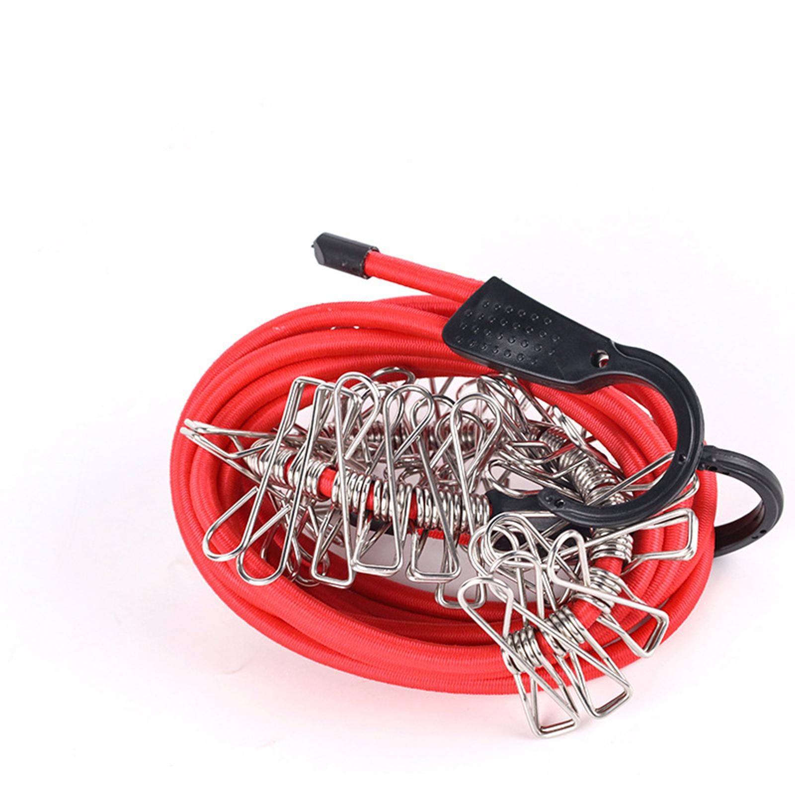 Clothesline Rope Cart Tie Down Bungie Rope for Travel Luggage Car Trunk red 3M