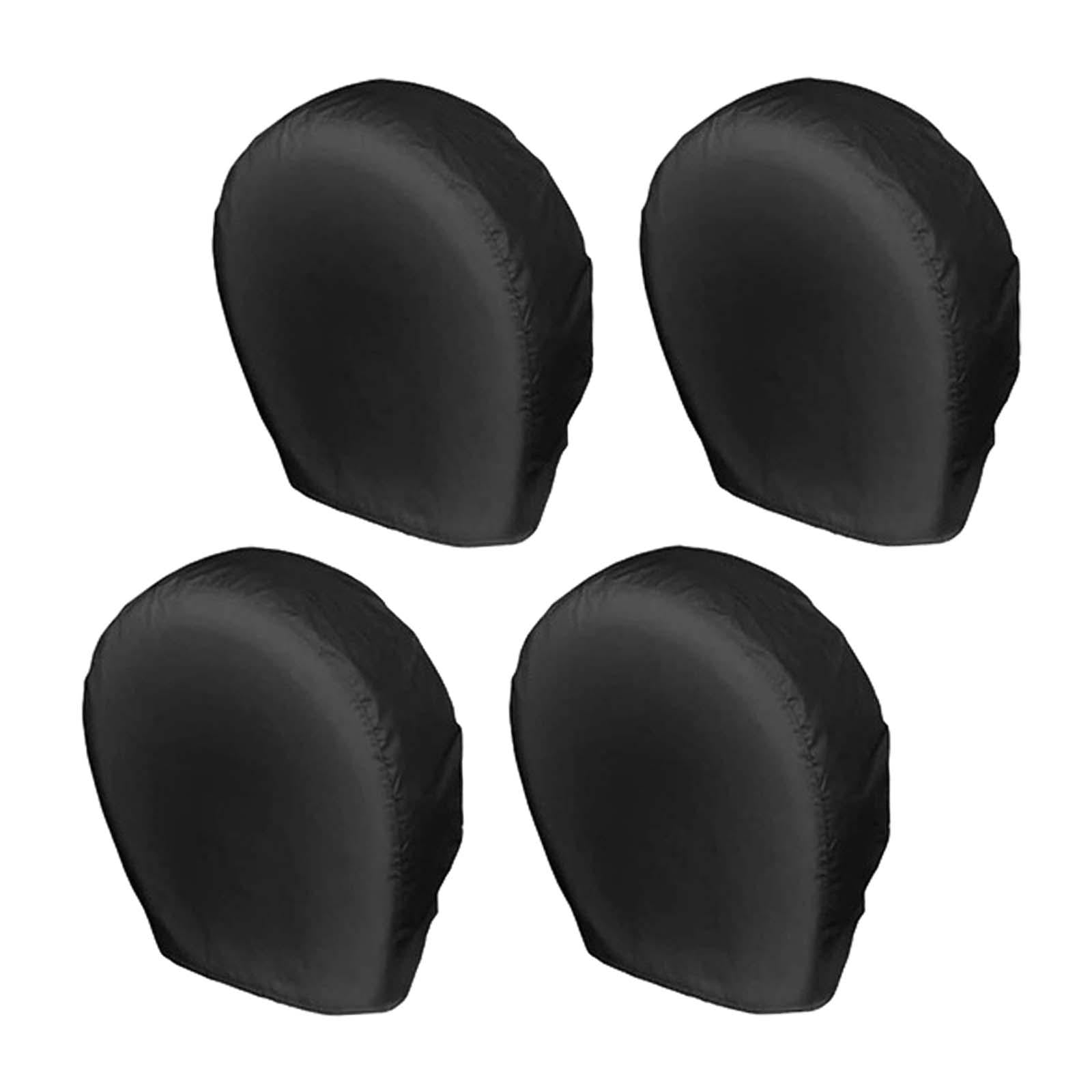 Set of 4 Spare Tire Covers Wheel Covers 210D Oxford Tear Proof Sunproof Size L Black