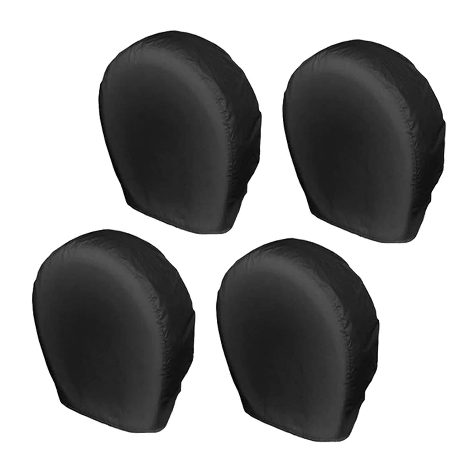 Set of 4 Spare Tire Covers Wheel Covers 210D Oxford Tear Proof Sunproof Size L Black