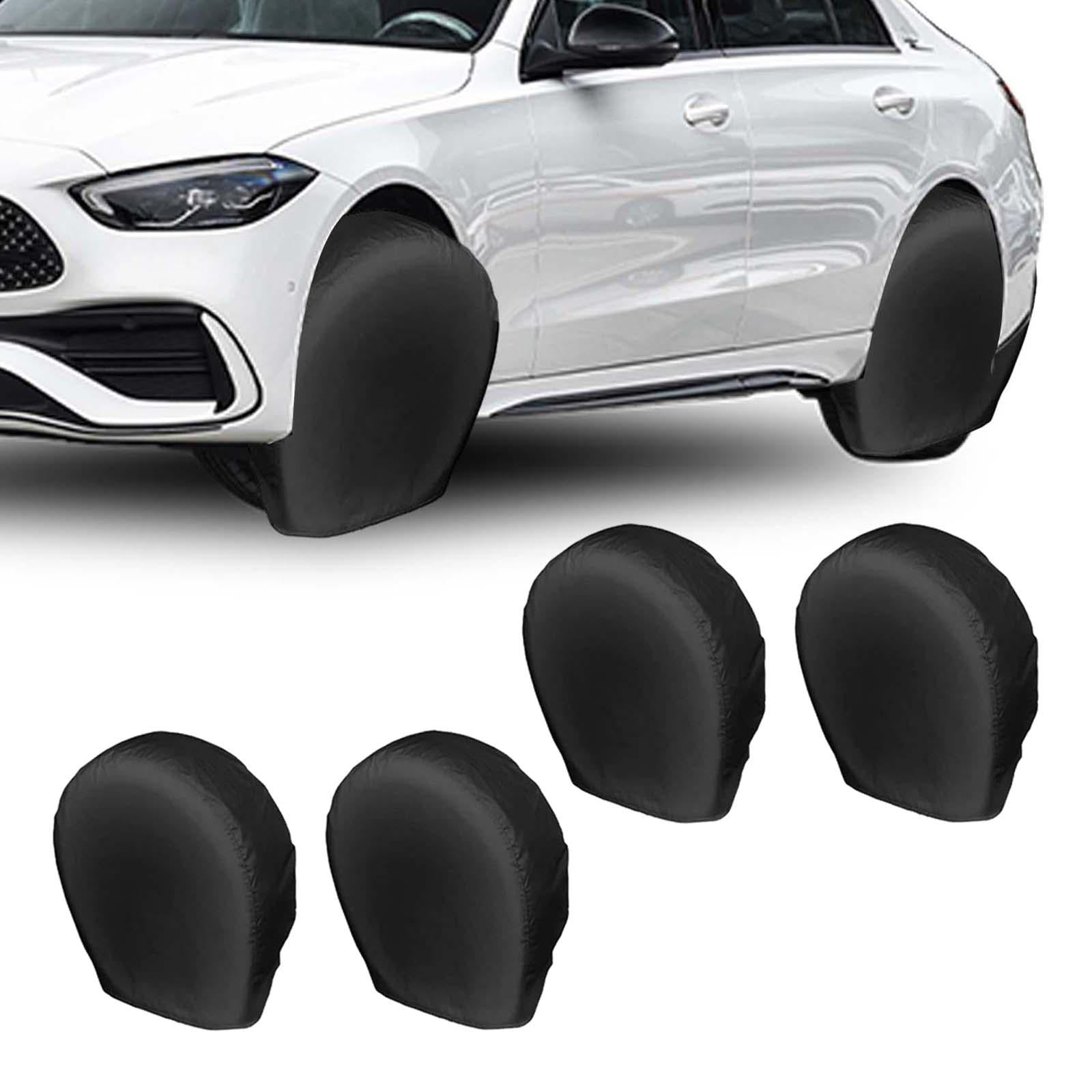 Set of 4 Spare Tire Covers Wheel Covers 210D Oxford Tear Proof Sunproof Size L Black