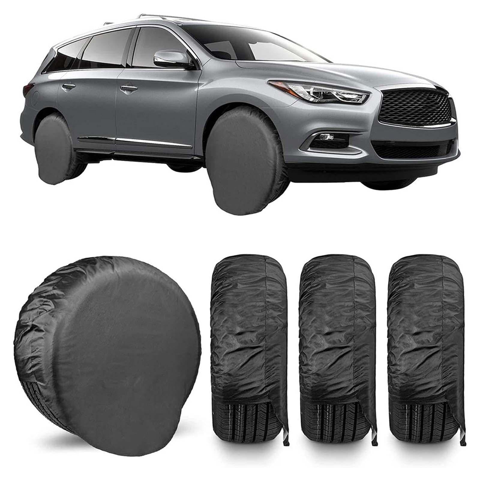Set of 4 Spare Tire Covers Wheel Covers 210D Oxford Tear Proof Sunproof Size L Black