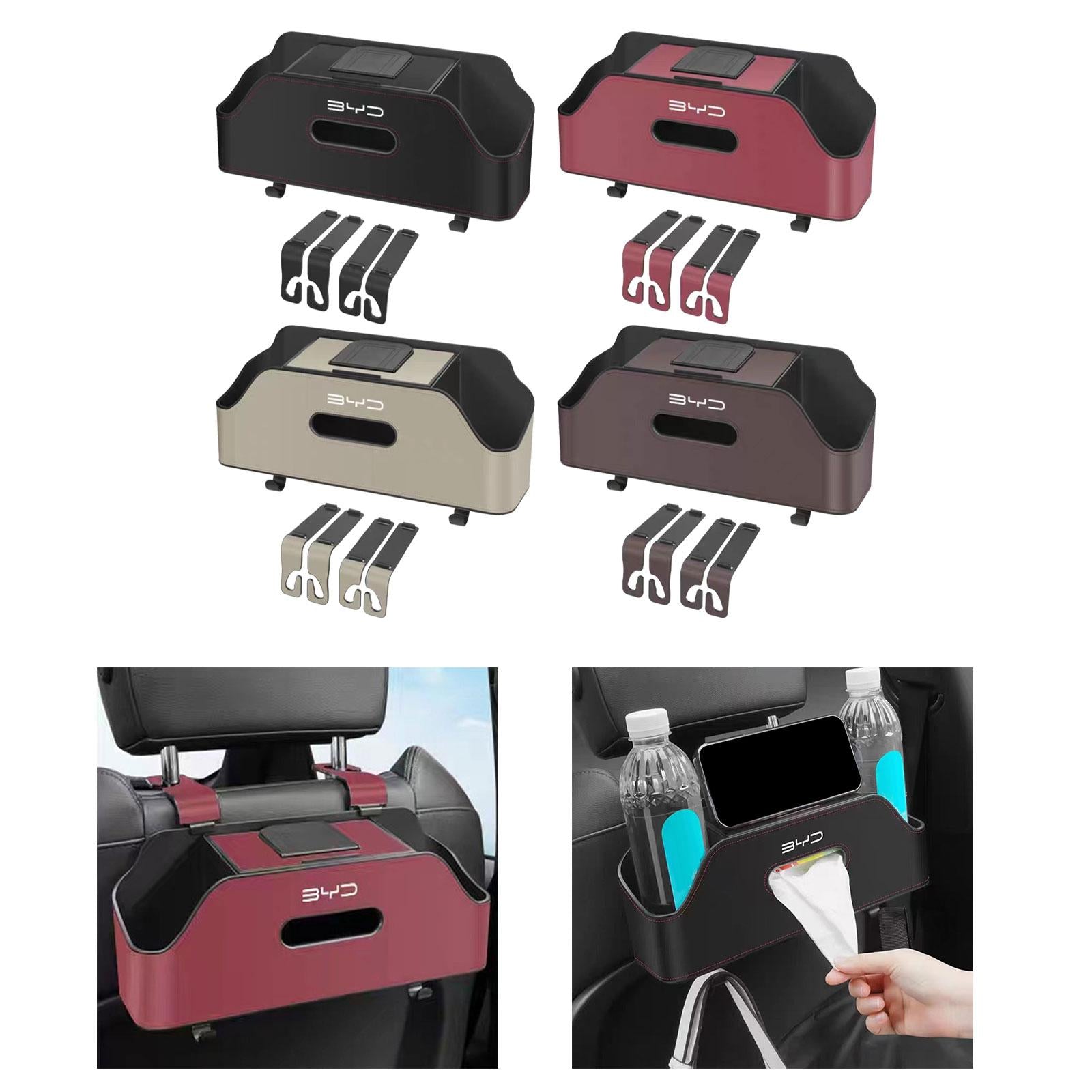 Car Back Seat Organizer Keep Tidy with Hooks Hanger Stylish Drink Cup Holder black