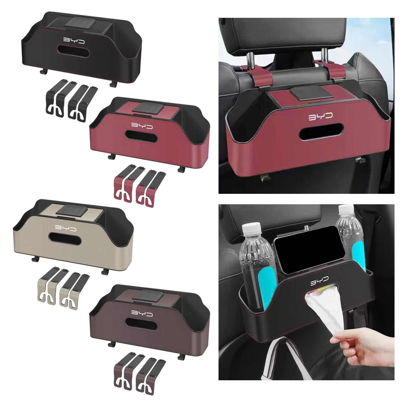 Car Back Seat Organizer Keep Tidy with Hooks Hanger Stylish Drink Cup Holder black