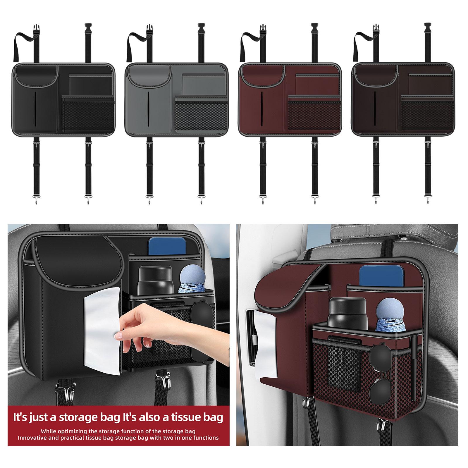 Car Backseat Organizer Storage Mesh Pocket for Umbrella Bottles Tissues Black