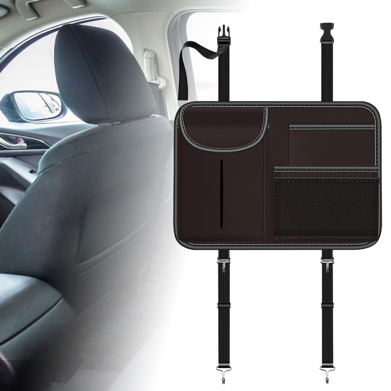 Car Backseat Organizer Storage Mesh Pocket for Umbrella Bottles Tissues Brown