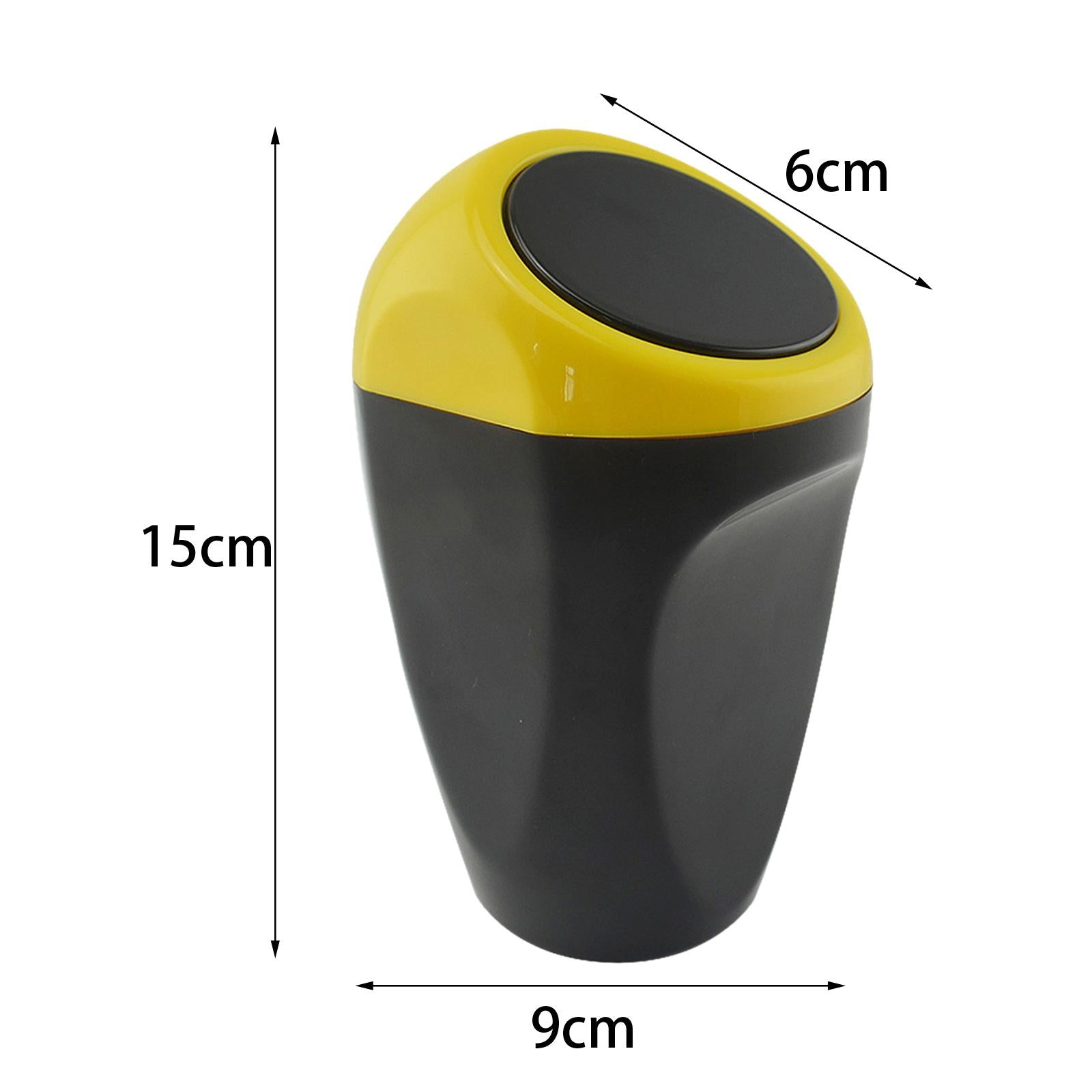 Car Dustbin Mini Garbage Bin with Press Cover for Dinning Room Durable Yellow