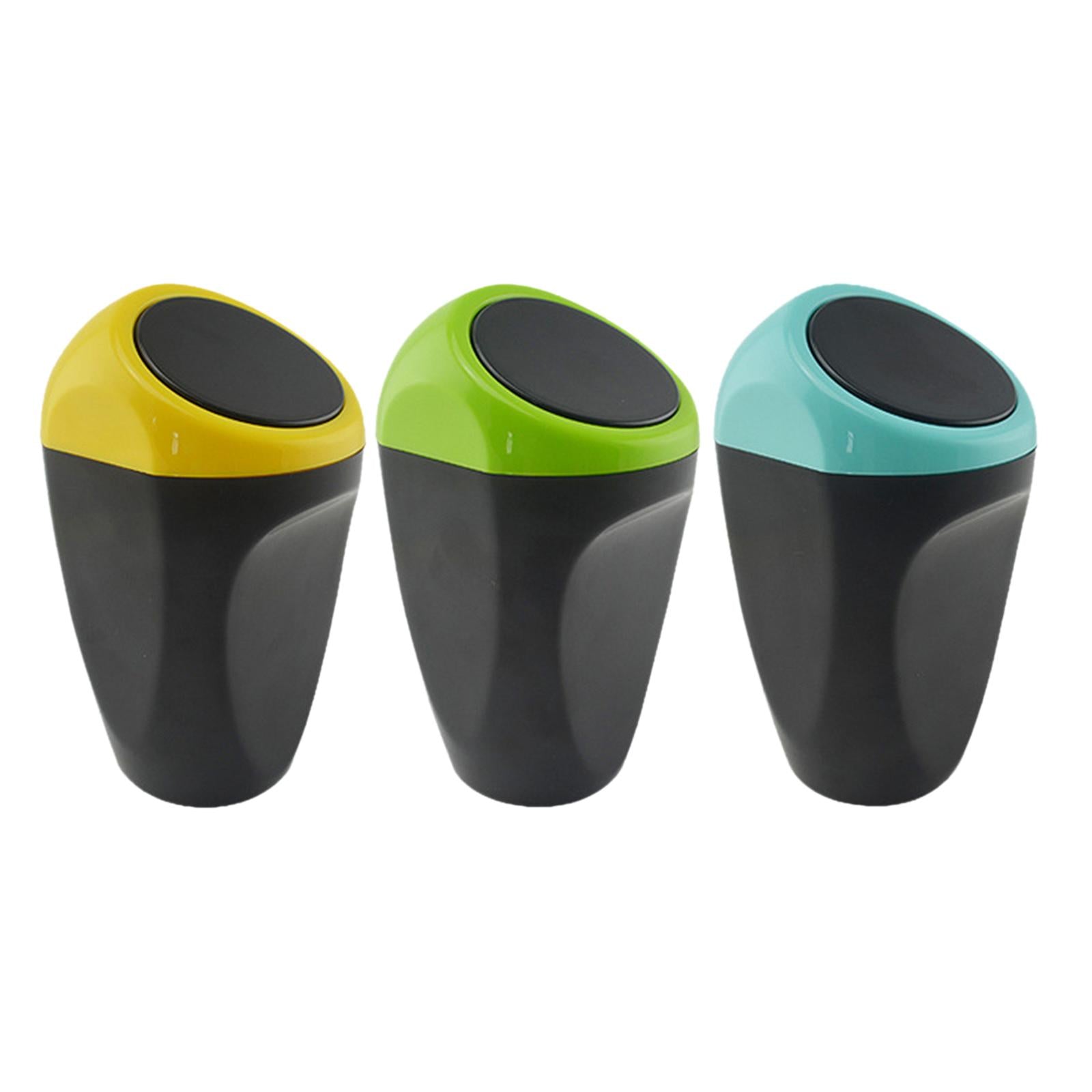 Car Dustbin Mini Garbage Bin with Press Cover for Dinning Room Durable Yellow