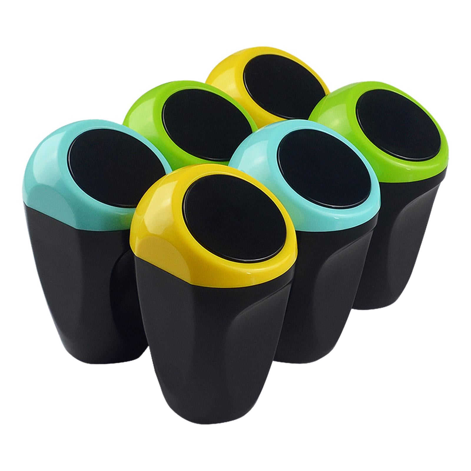 Car Dustbin Mini Garbage Bin with Press Cover for Dinning Room Durable Yellow