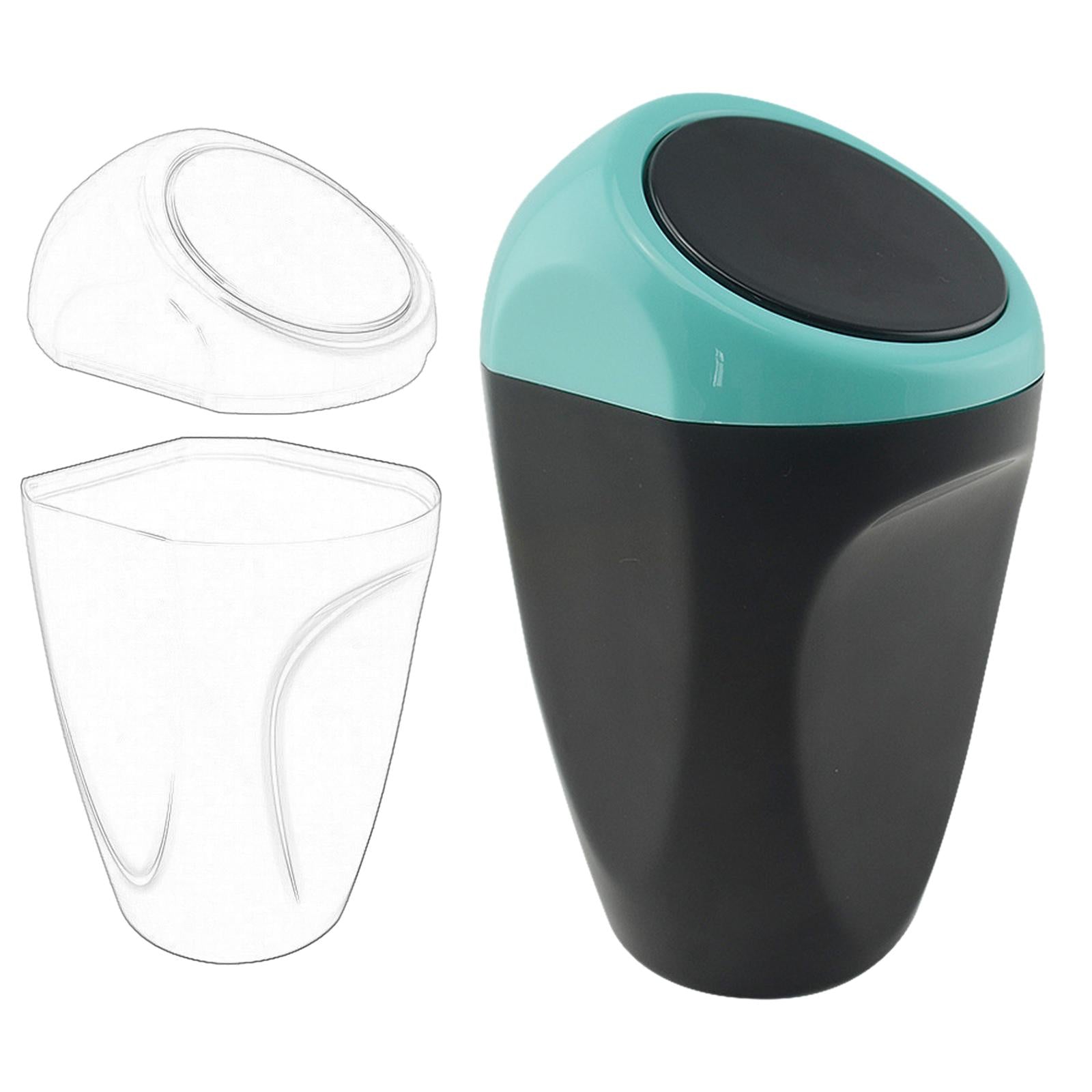 Car Dustbin Mini Garbage Bin with Press Cover for Dinning Room Durable Lake Blue