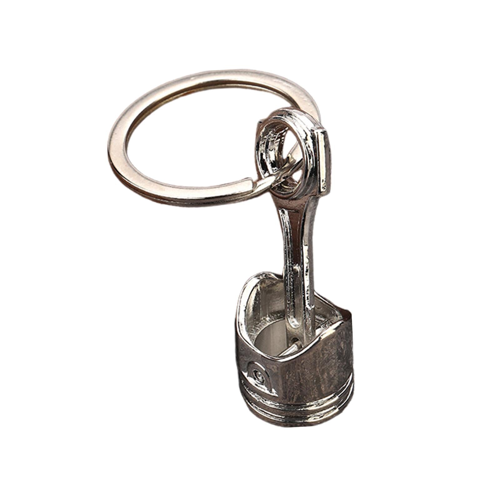 Car Engine Piston Style Keychain Key Ring Clothing Decoration Handbag Keyfob Silver