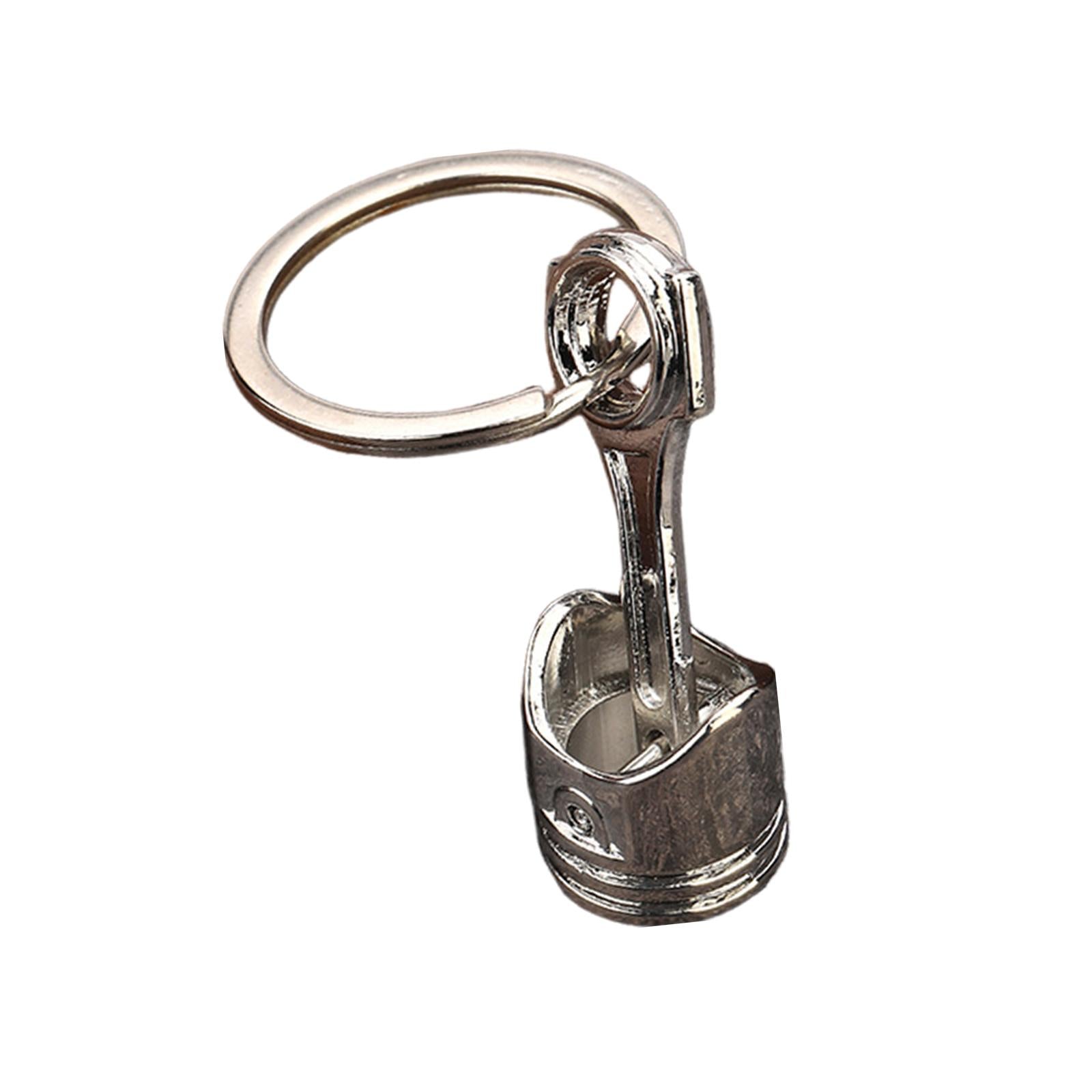 Car Engine Piston Style Keychain Key Ring Clothing Decoration Handbag Keyfob Silver