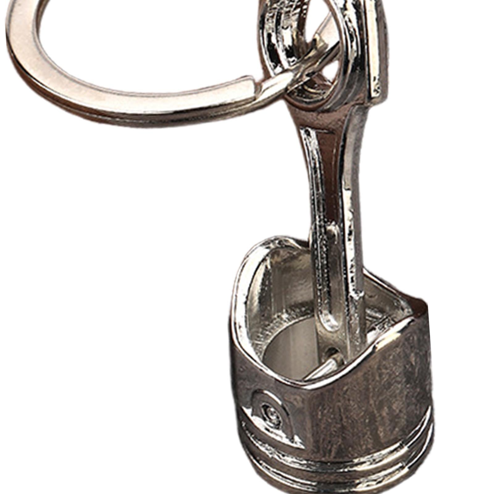 Car Engine Piston Style Keychain Key Ring Clothing Decoration Handbag Keyfob Silver