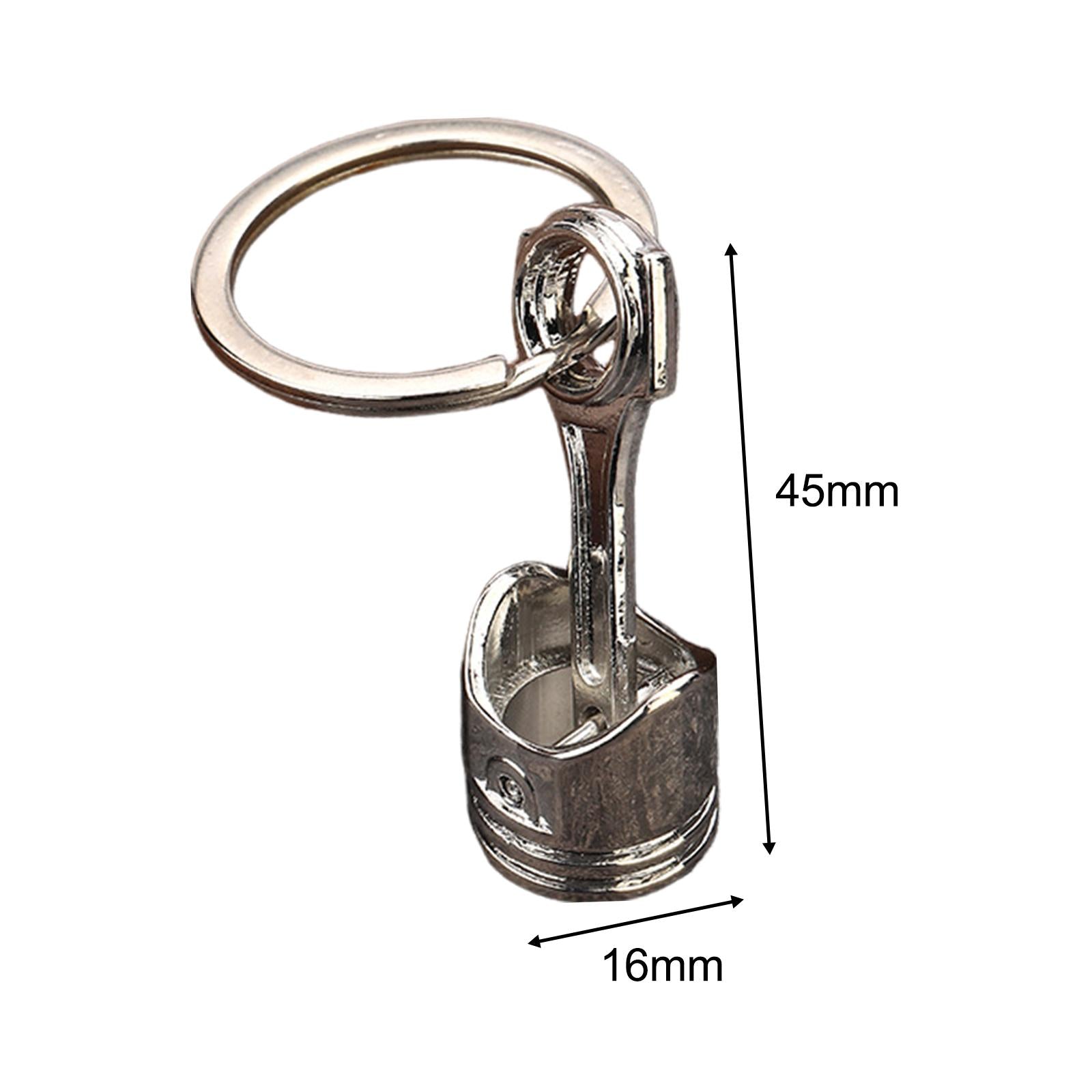 Car Engine Piston Style Keychain Key Ring Clothing Decoration Handbag Keyfob Silver