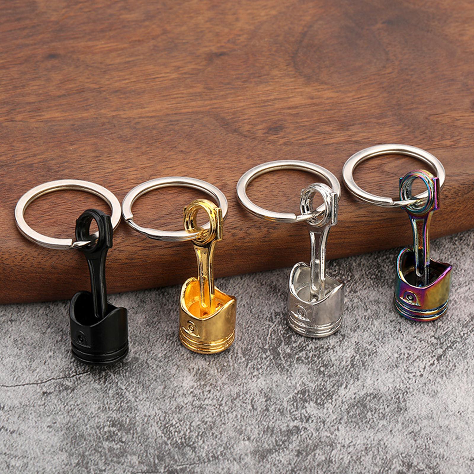 Car Engine Piston Style Keychain Key Ring Clothing Decoration Handbag Keyfob Silver