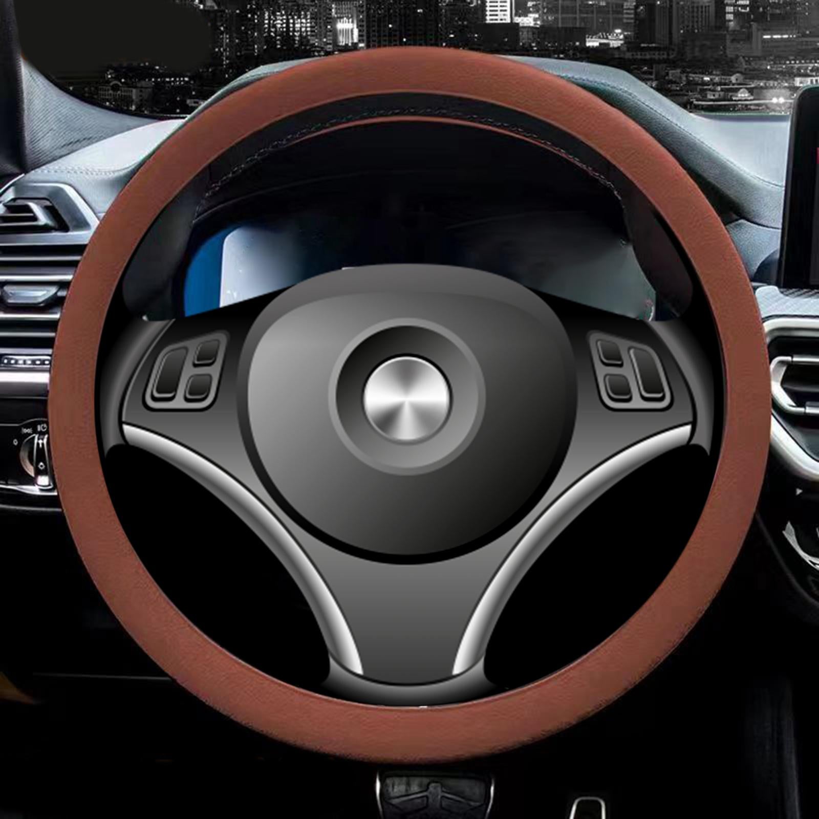 Car Steering Wheel Cover for Steering Wheel Diameter 32cm to 40cm Protection Coffee