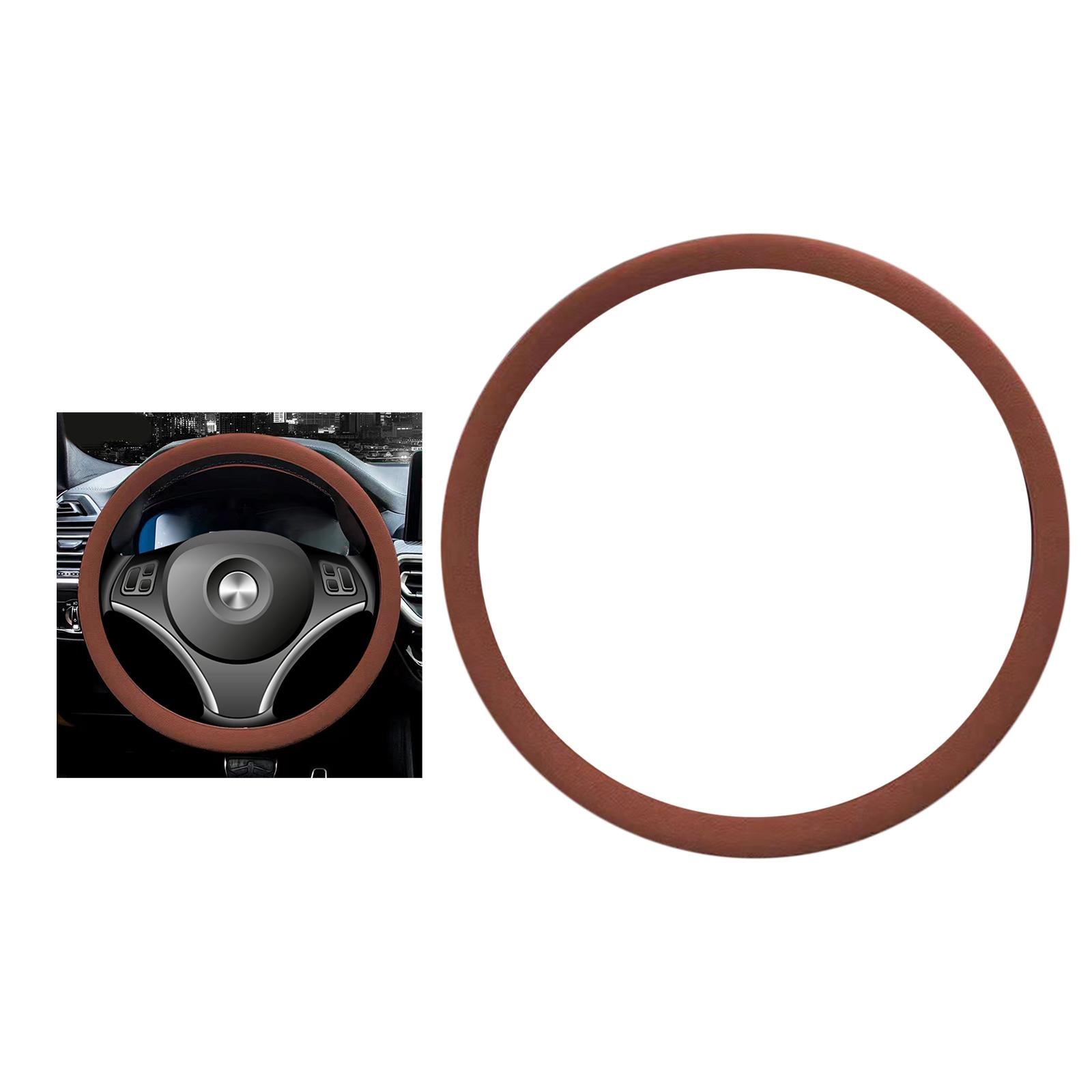 Car Steering Wheel Cover for Steering Wheel Diameter 32cm to 40cm Protection Coffee