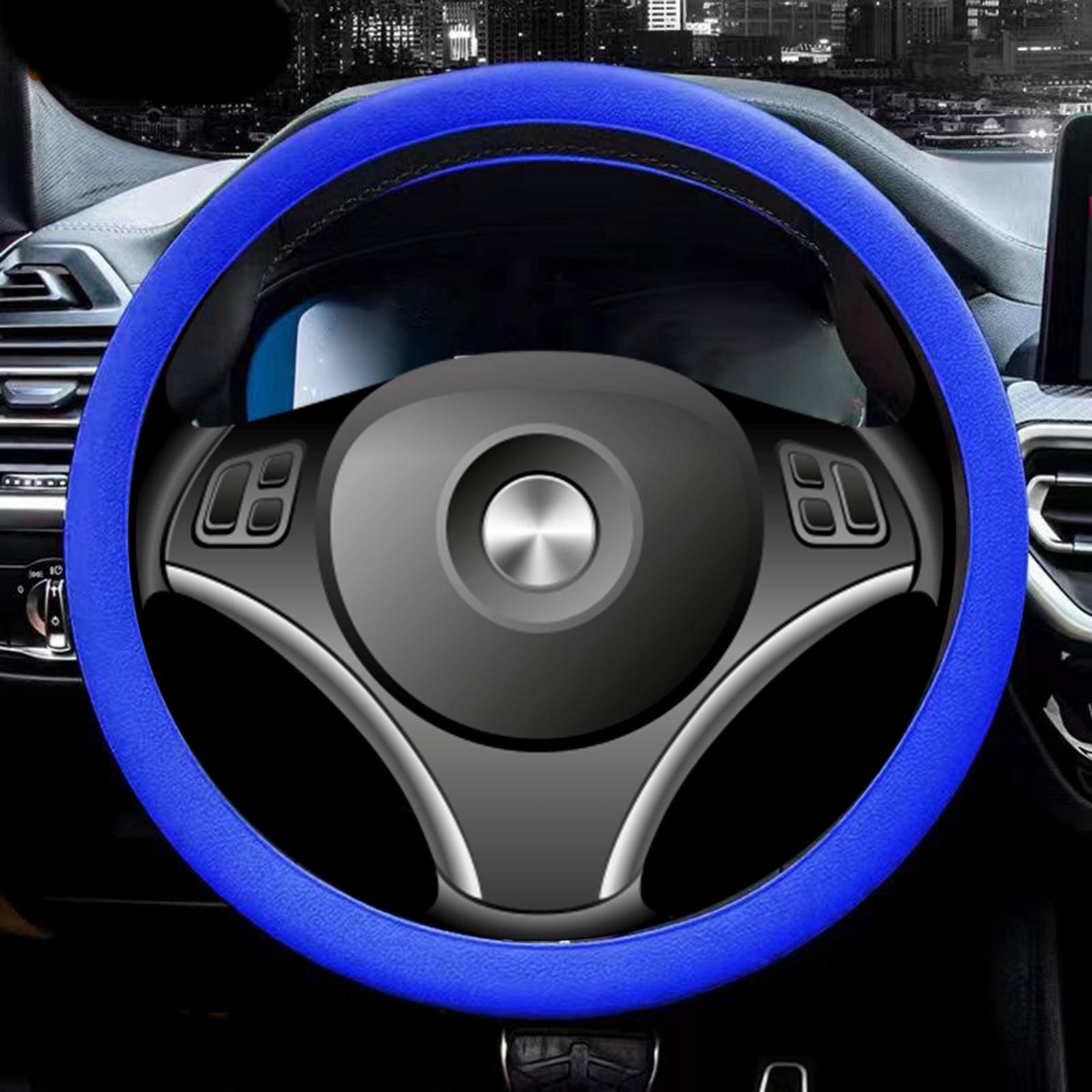 Car Steering Wheel Cover for Steering Wheel Diameter 32cm to 40cm Protection Deep Blue